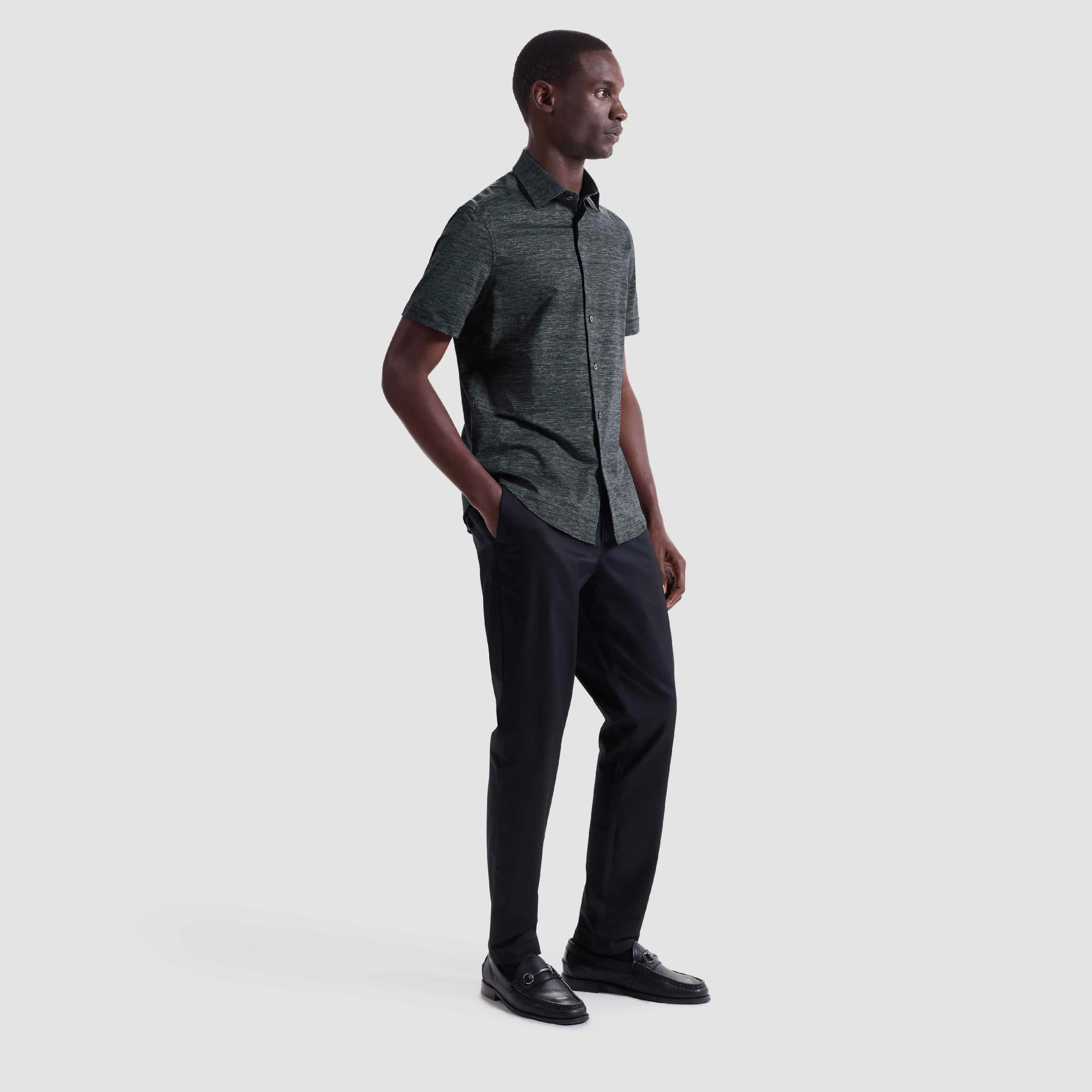 Miles Heathered OoohCotton Short-Sleeve Shirt sold by Bugatchi product image thumbnail 5