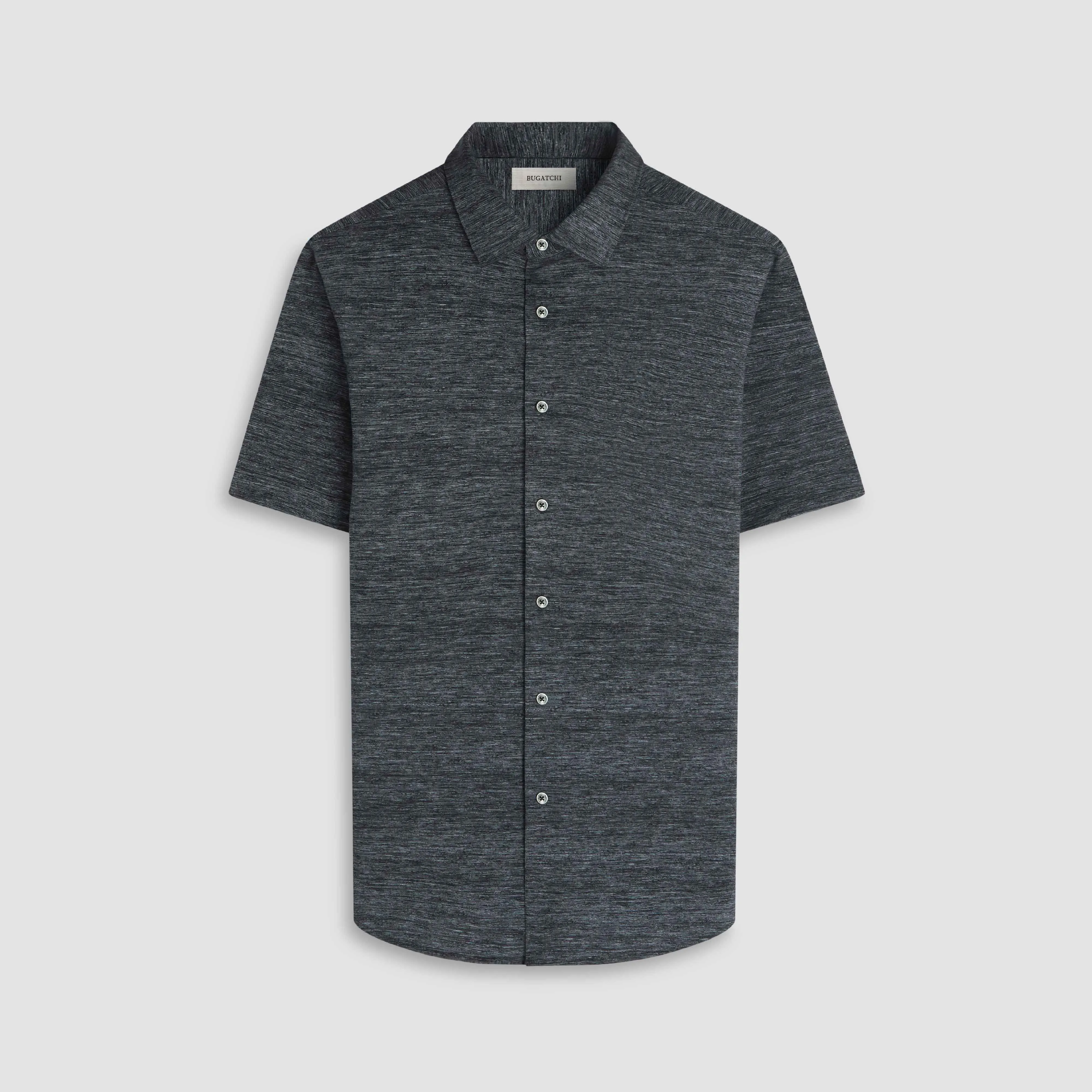 Miles Heathered OoohCotton Short-Sleeve Shirt sold by Bugatchi