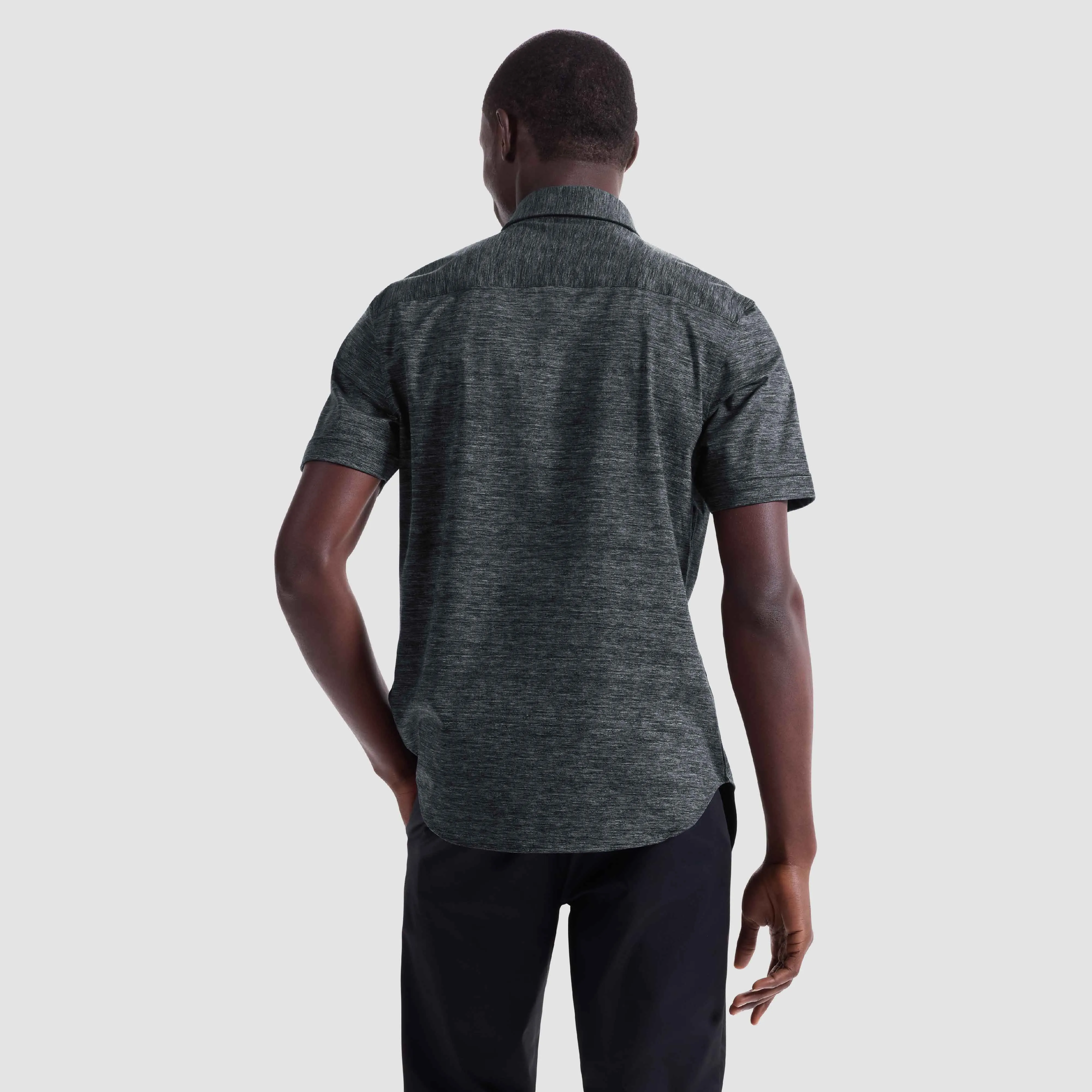 Miles Heathered OoohCotton Short-Sleeve Shirt sold by Bugatchi product image thumbnail 4