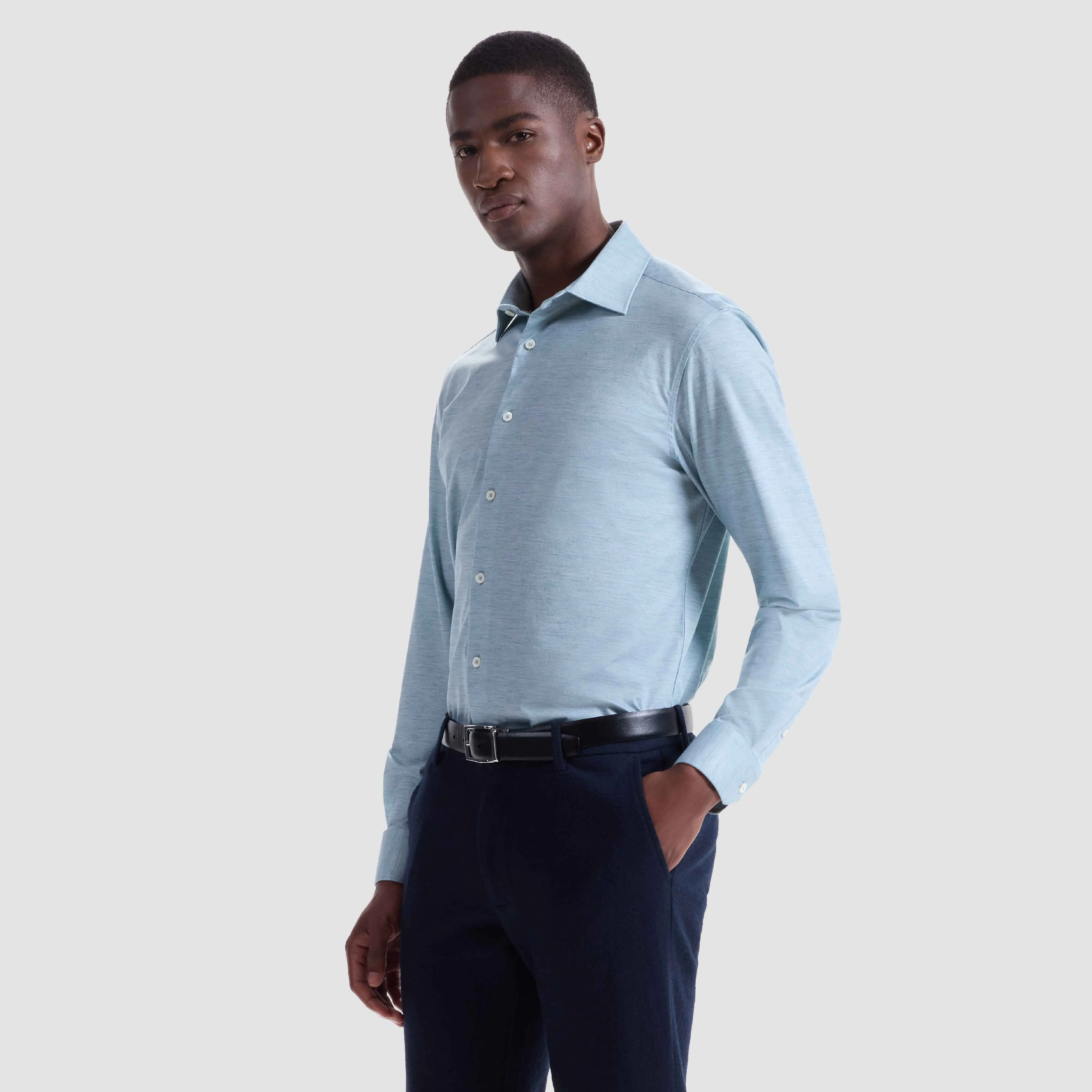 James Heathered OoohCotton Shirt sold by Bugatchi product image thumbnail 3