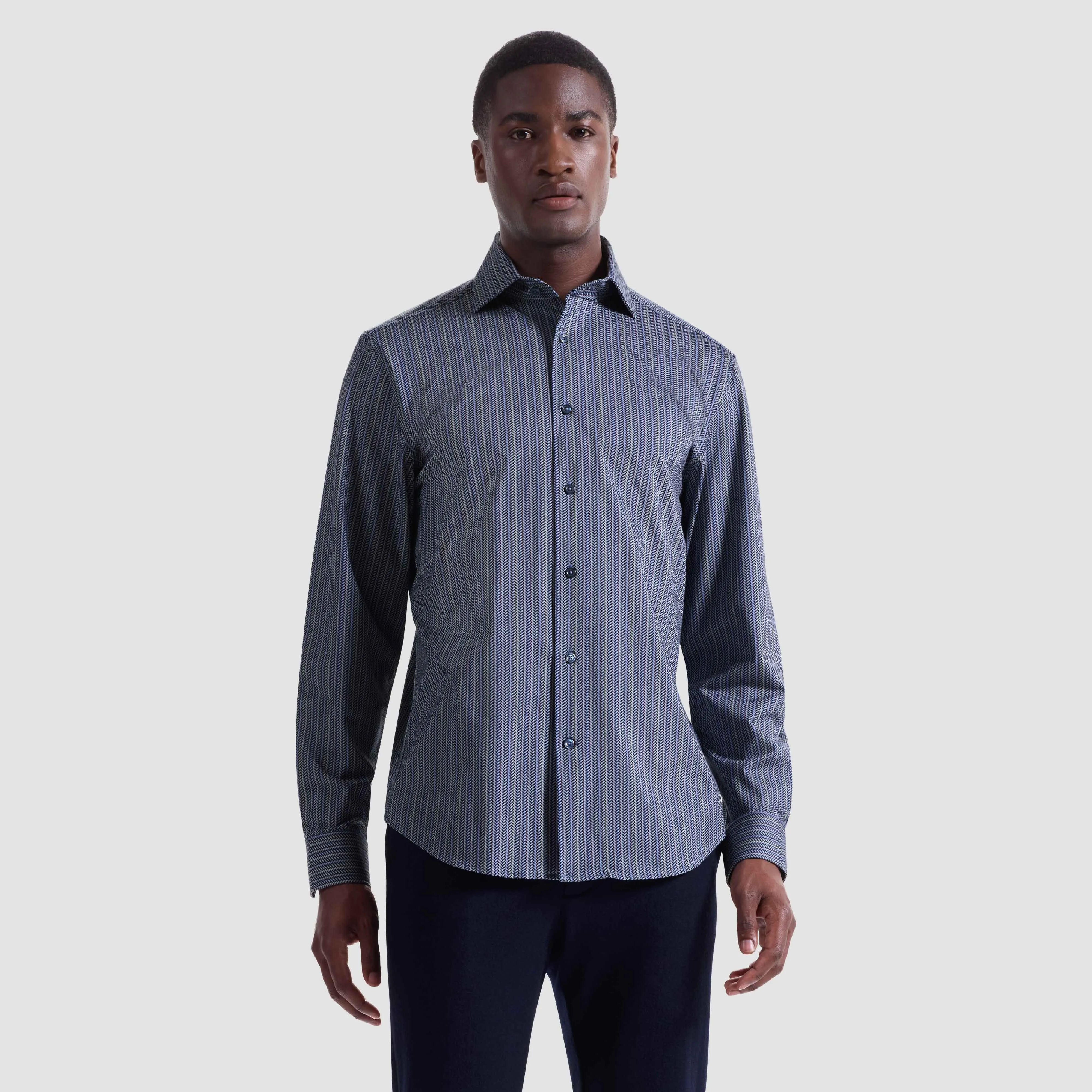 Devon Chevron Illusion OoohCotton Shirt sold by Bugatchi product image thumbnail 2