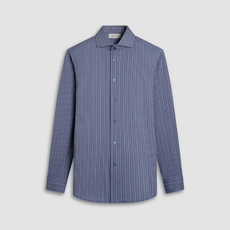 Devon Chevron Illusion OoohCotton Shirt made by Bugatchi