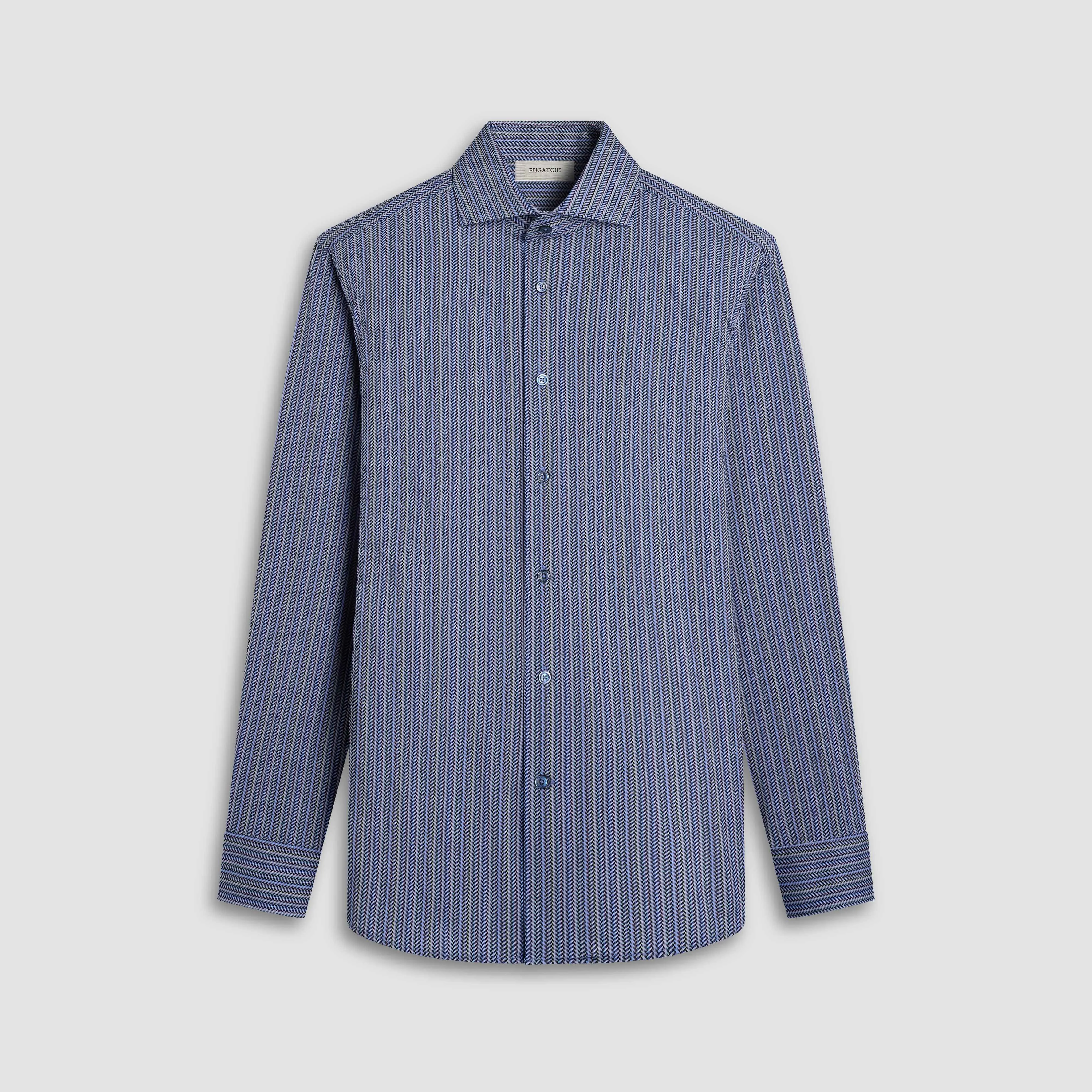 Devon Chevron Illusion OoohCotton Shirt sold by Bugatchi