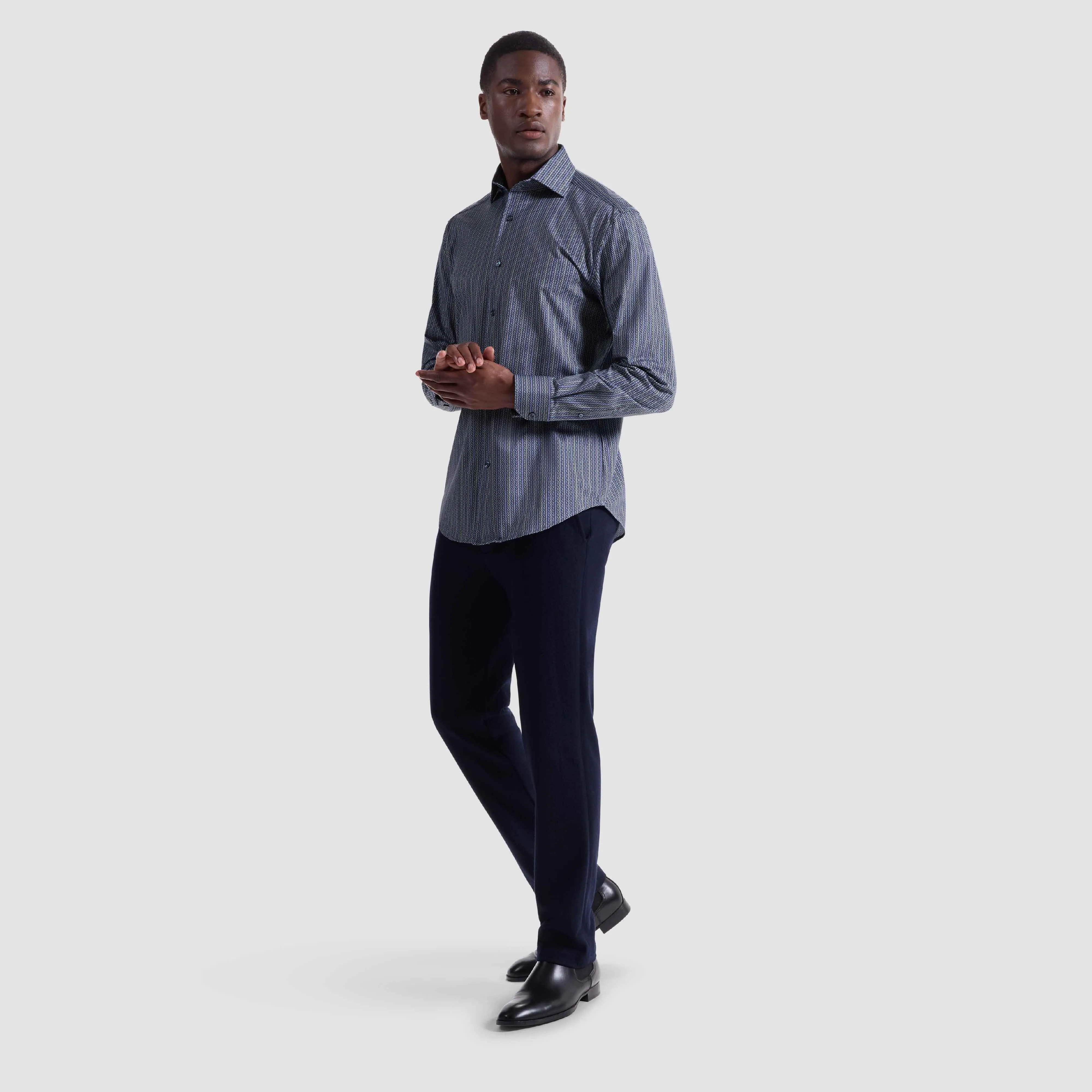 Devon Chevron Illusion OoohCotton Shirt sold by Bugatchi product image thumbnail 5