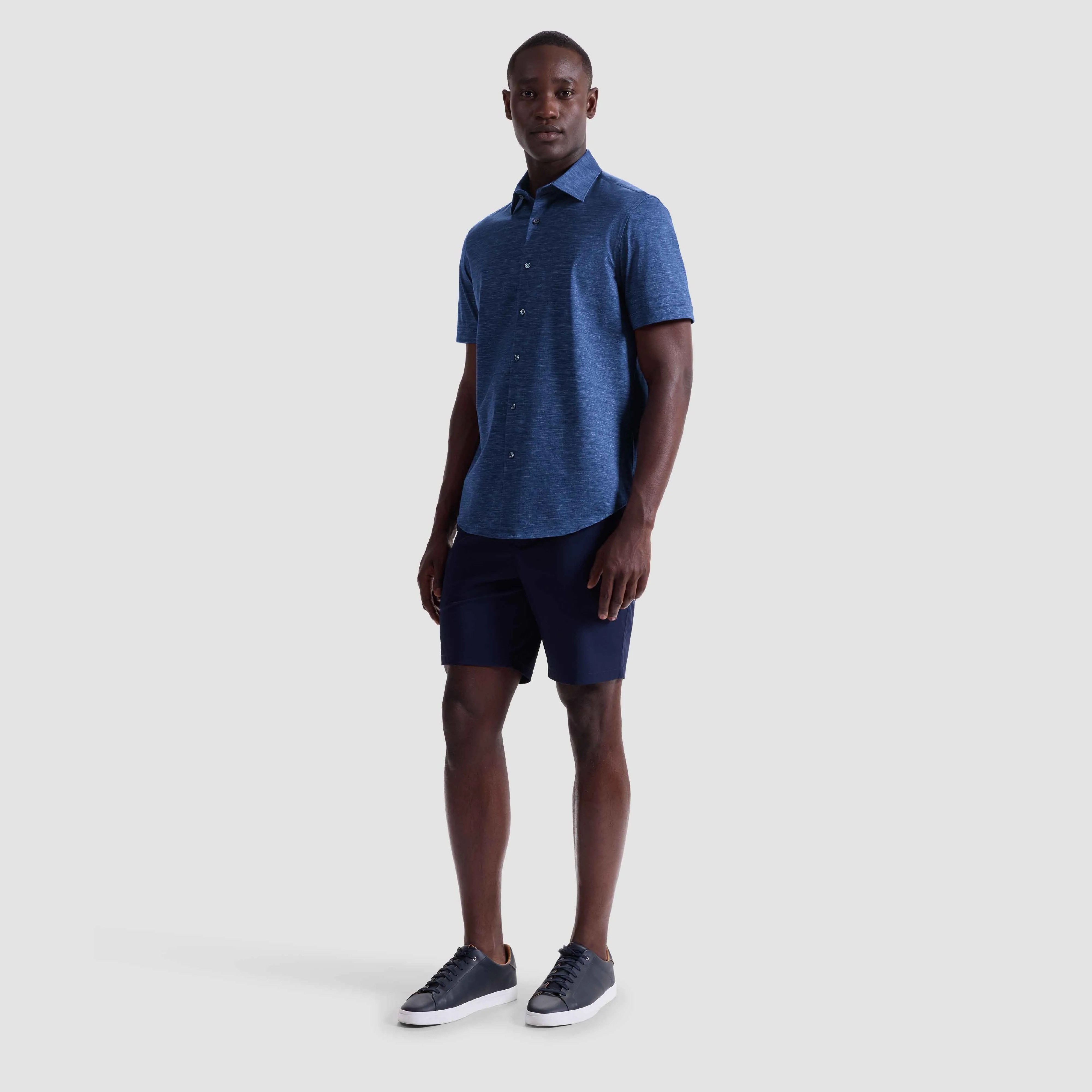 Miles Heathered OoohCotton Short-Sleeve Shirt sold by Bugatchi product image thumbnail 5