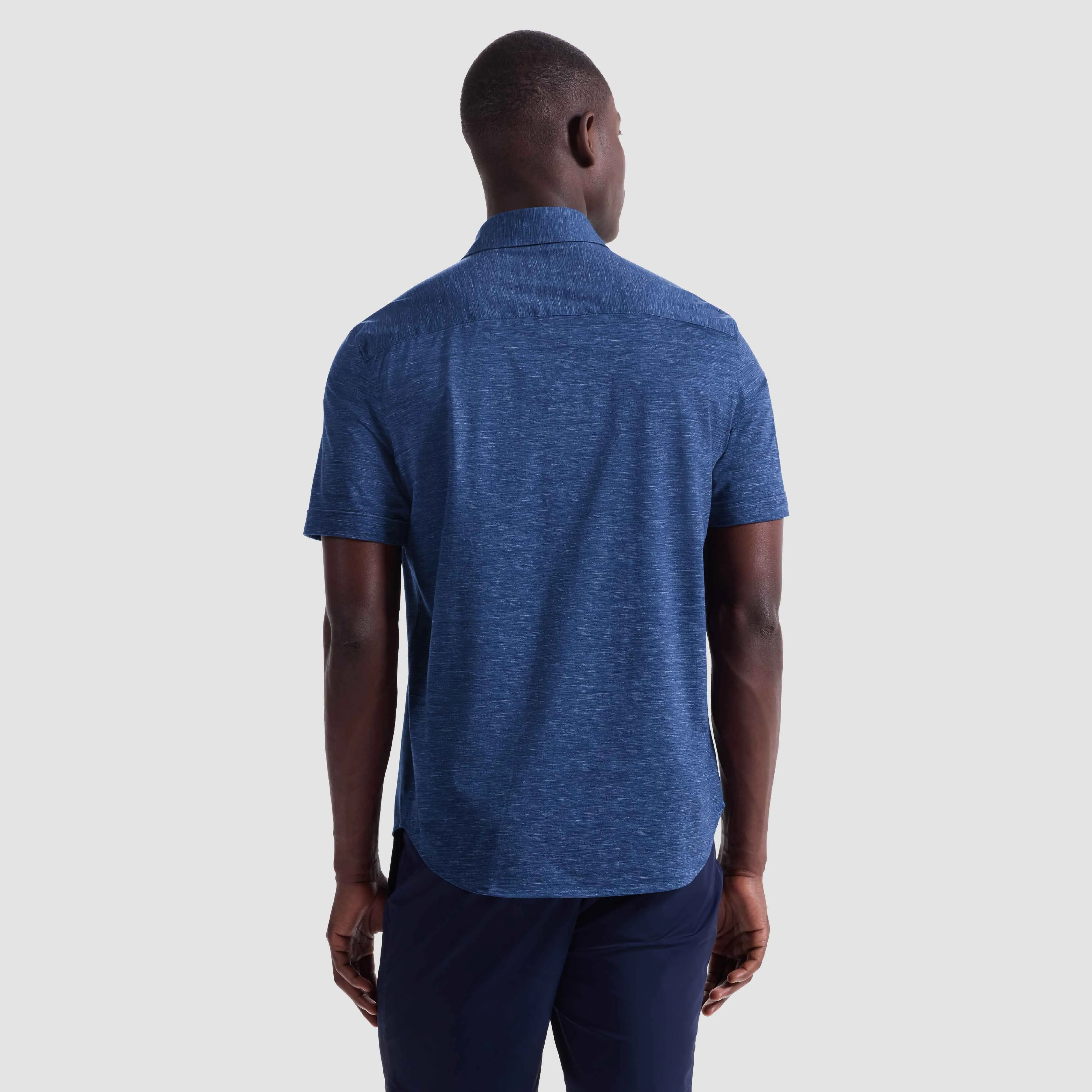 Miles Heathered OoohCotton Short-Sleeve Shirt sold by Bugatchi product image thumbnail 4