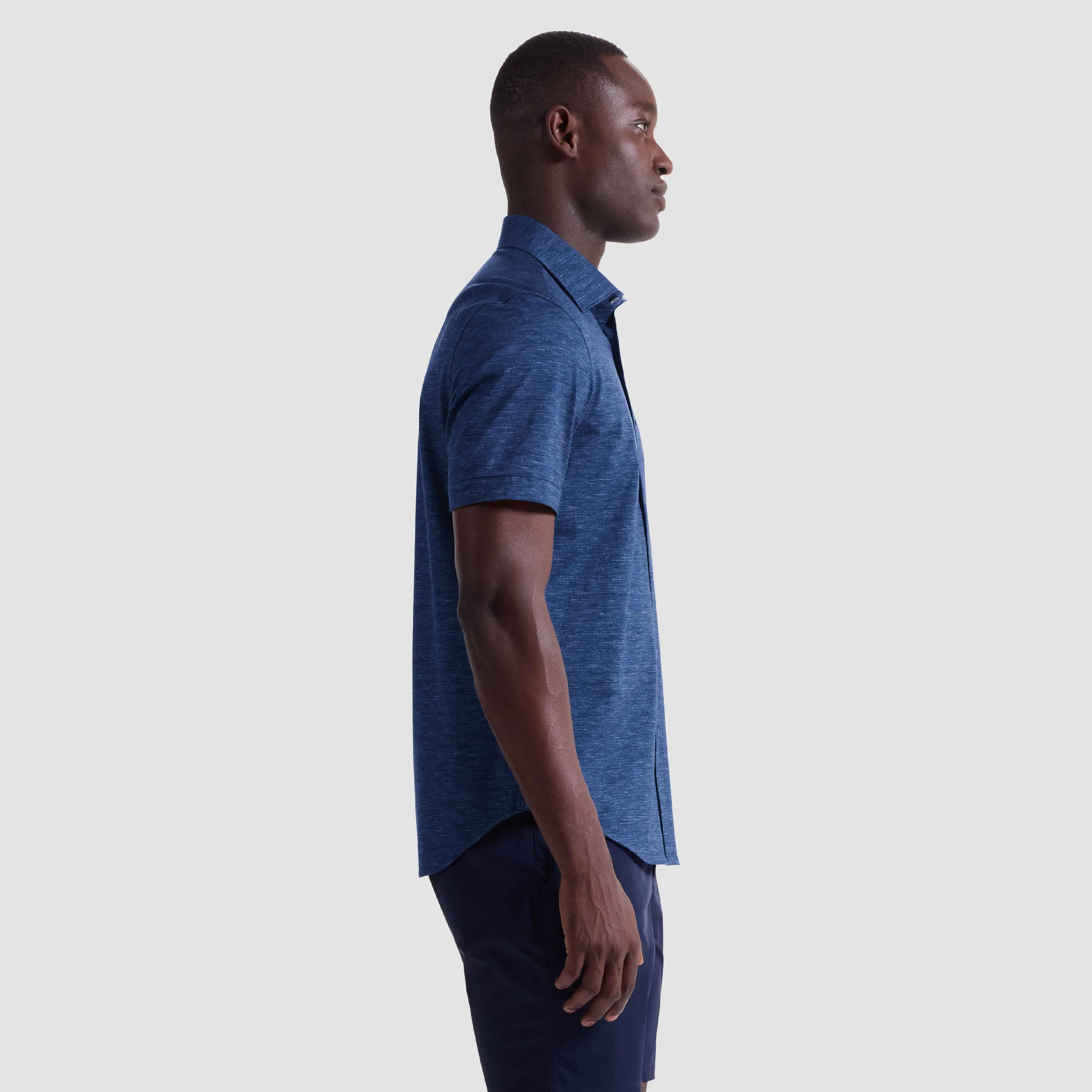 Miles Heathered OoohCotton Short-Sleeve Shirt sold by Bugatchi product image thumbnail 3