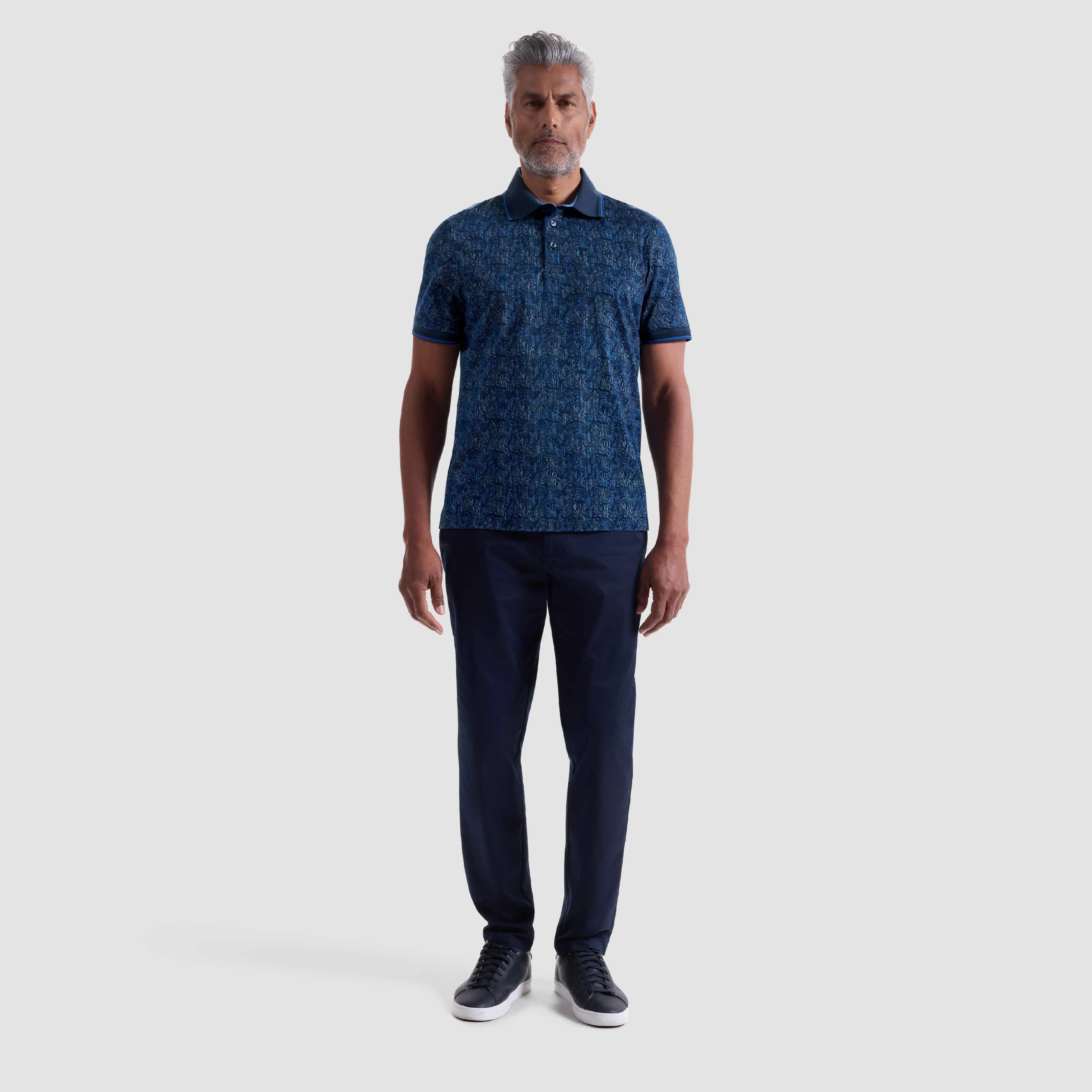 Vance Leaf Print OoohCotton Polo Shirt sold by Bugatchi product image thumbnail 5