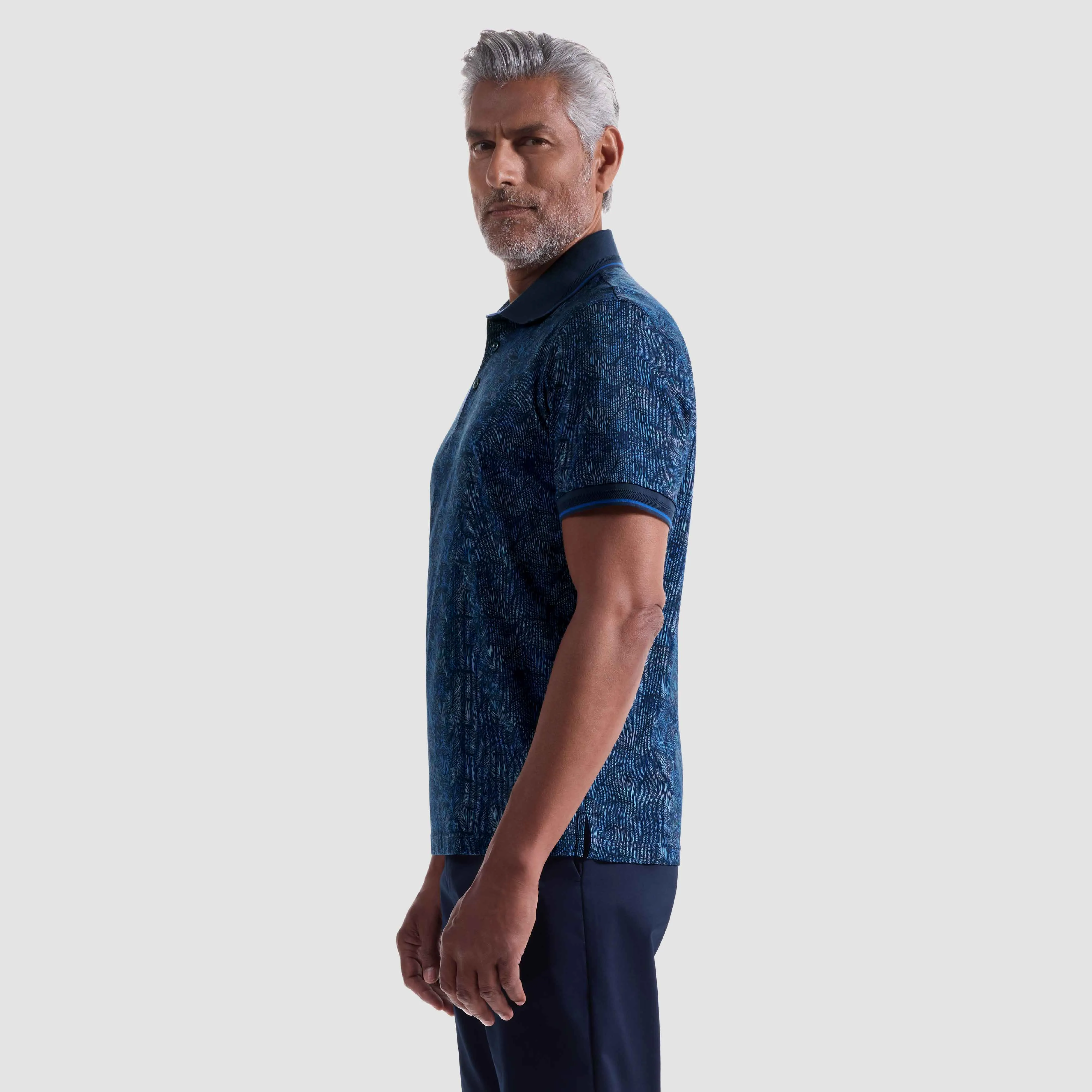 Vance Leaf Print OoohCotton Polo Shirt sold by Bugatchi product image thumbnail 3