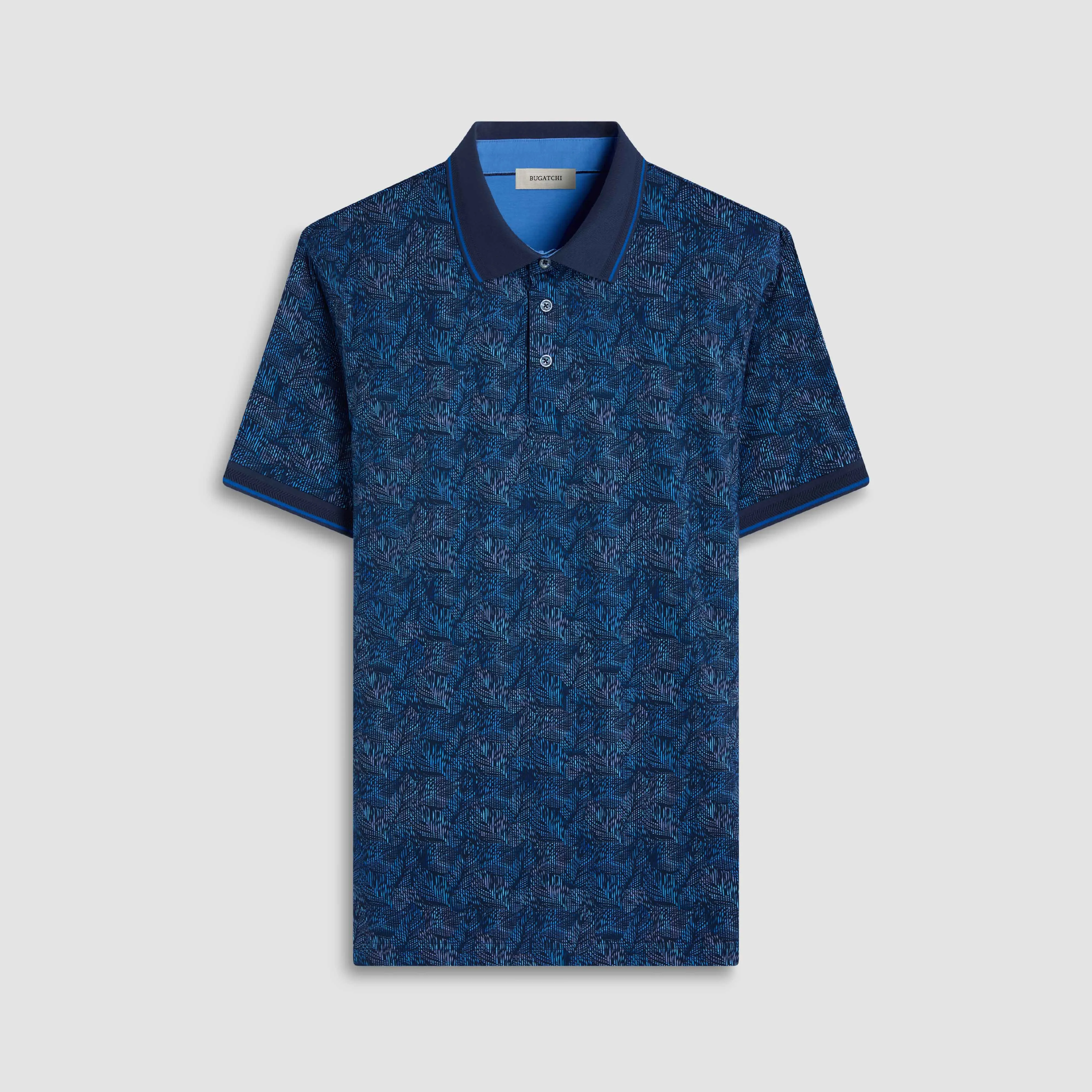 Vance Leaf Print OoohCotton Polo Shirt sold by Bugatchi