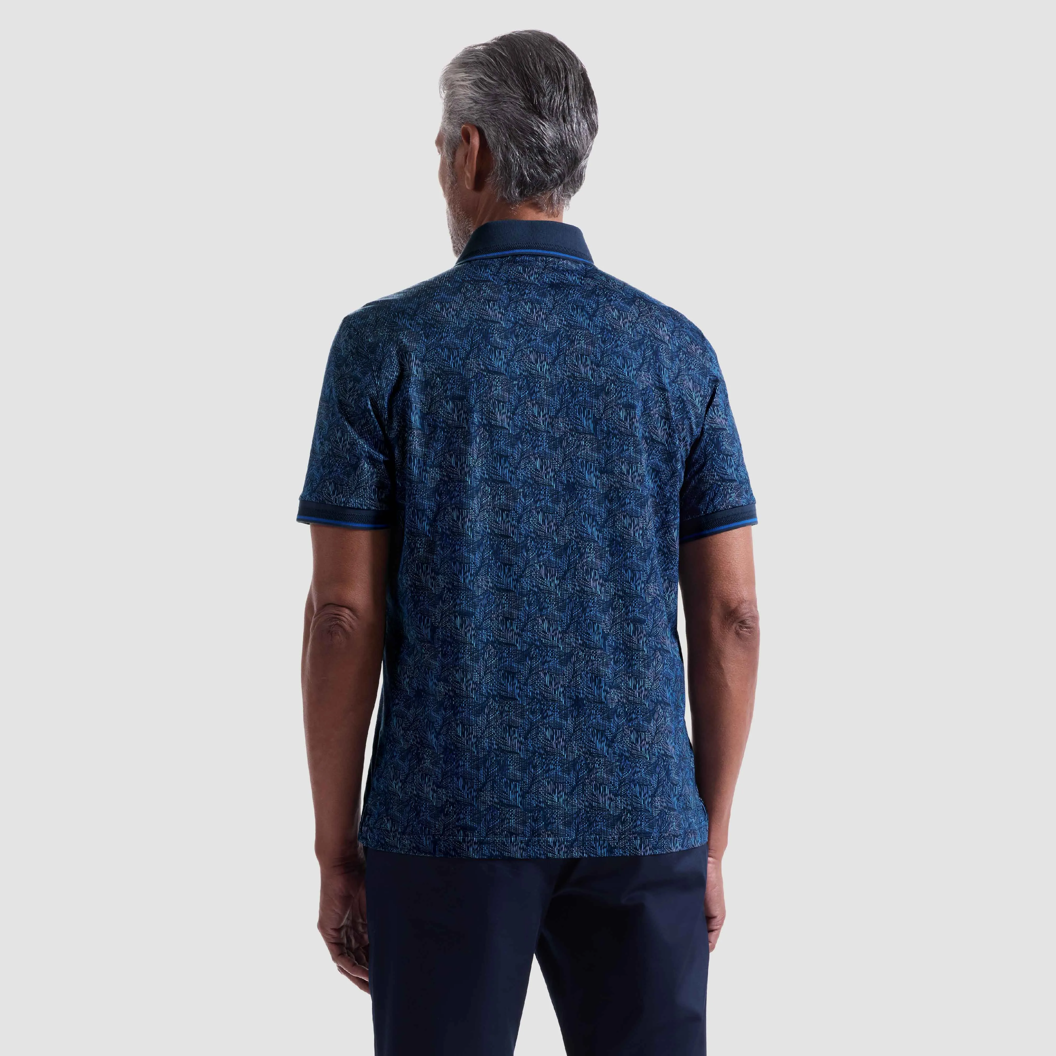 Vance Leaf Print OoohCotton Polo Shirt sold by Bugatchi product image thumbnail 4