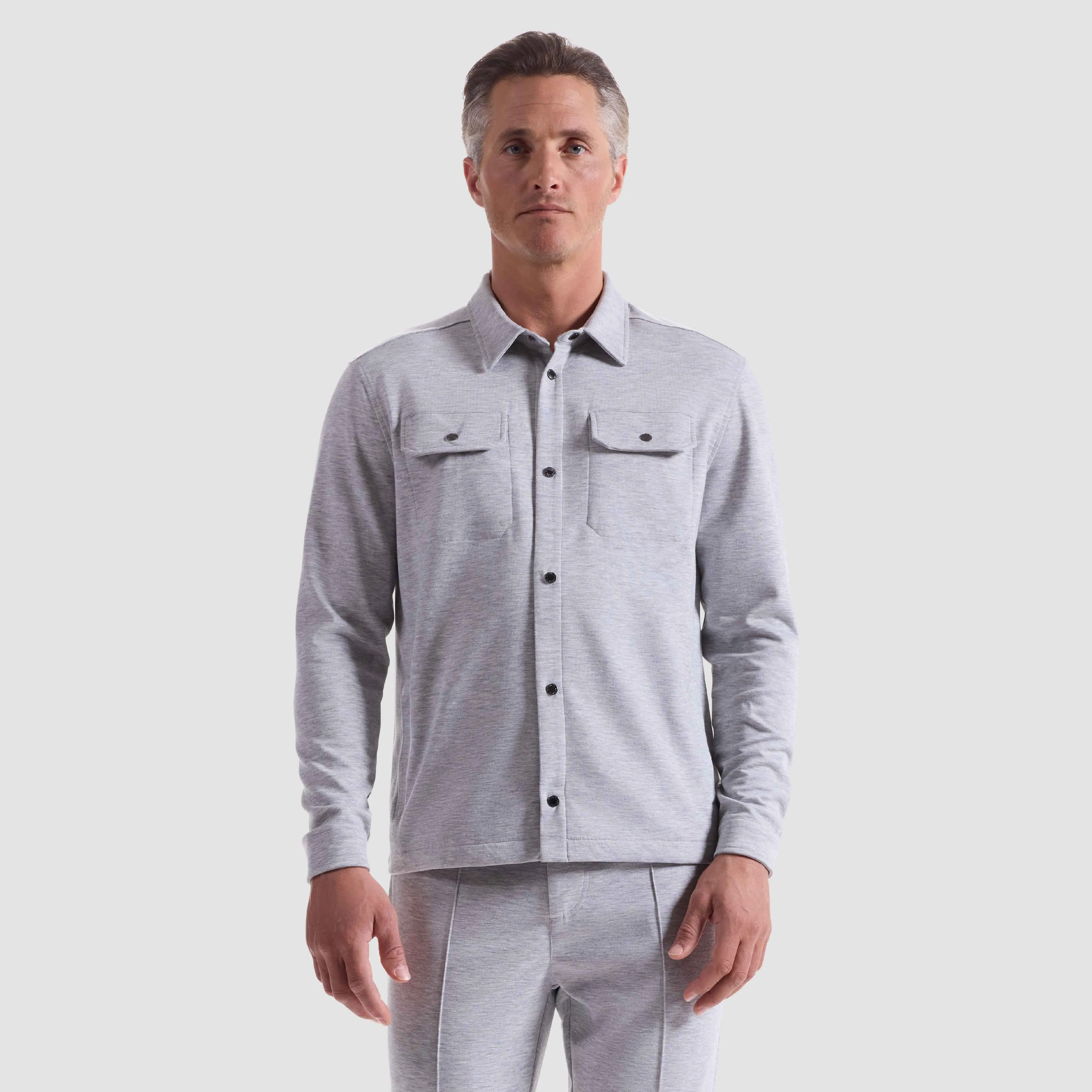Soft Touch Performance Melange Knit Shirt sold by Bugatchi product image thumbnail 2