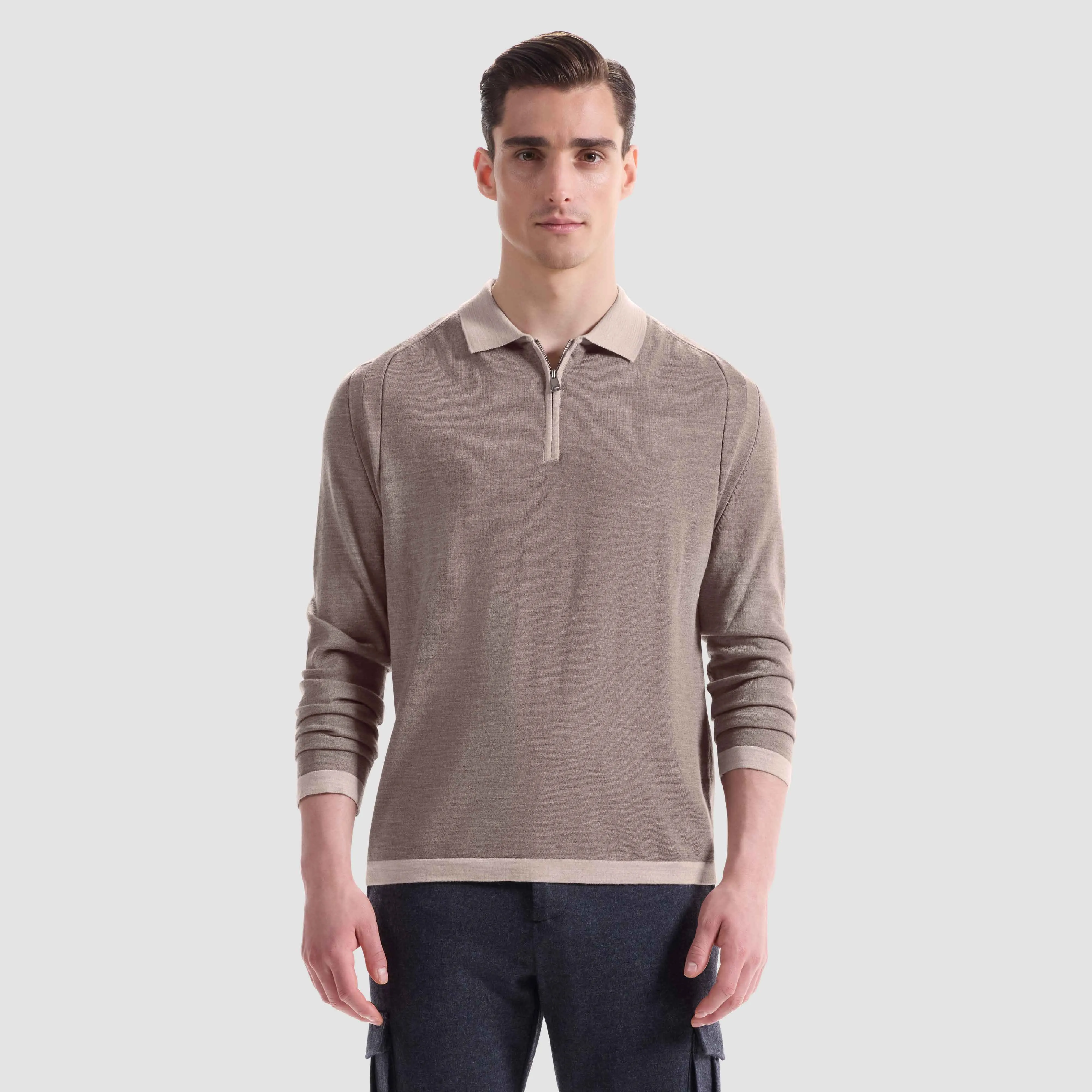 Melange Quarter Zip Polo Sweater sold by Bugatchi product image thumbnail 3