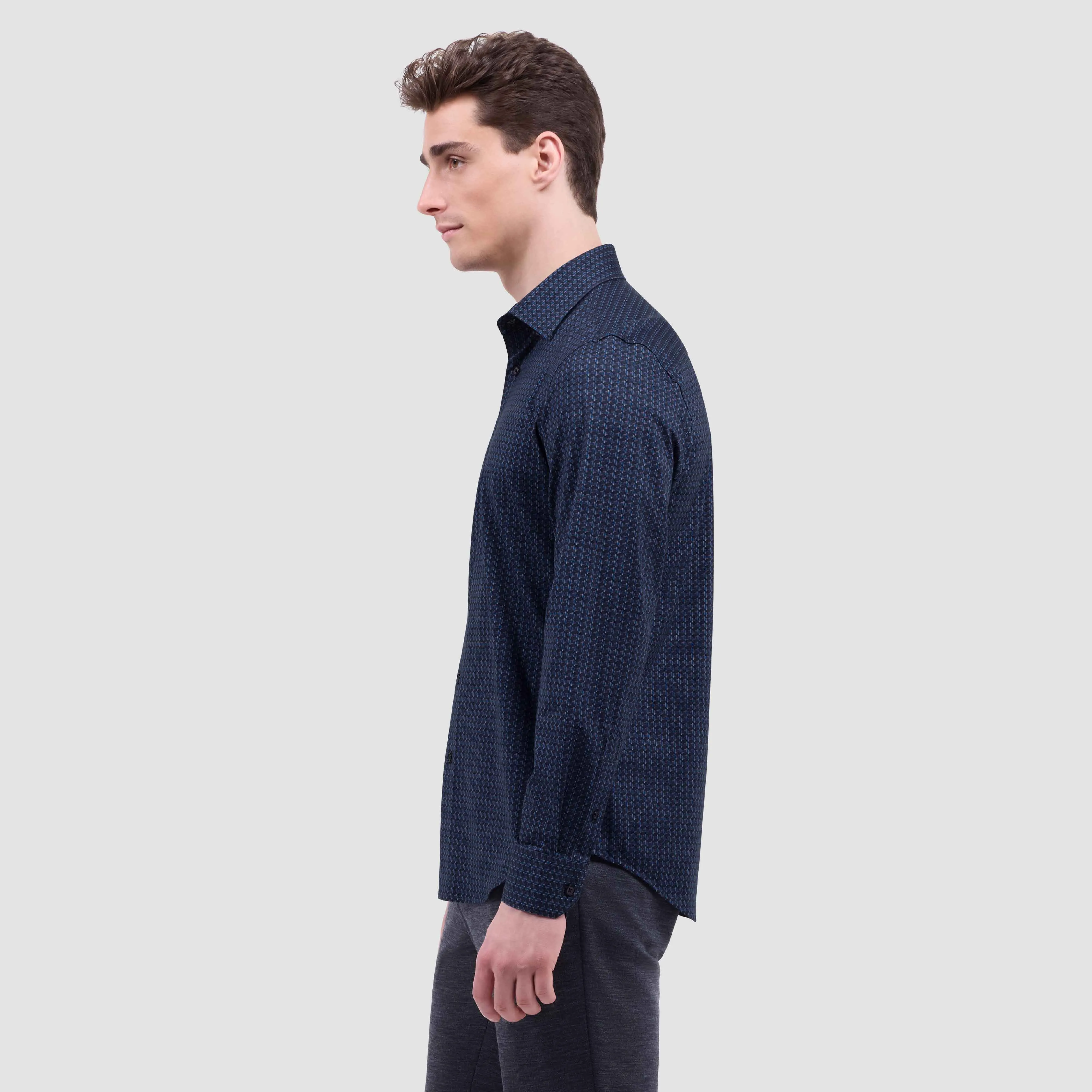 James Tech-Check OoohCotton Shirt sold by Bugatchi product image thumbnail 3