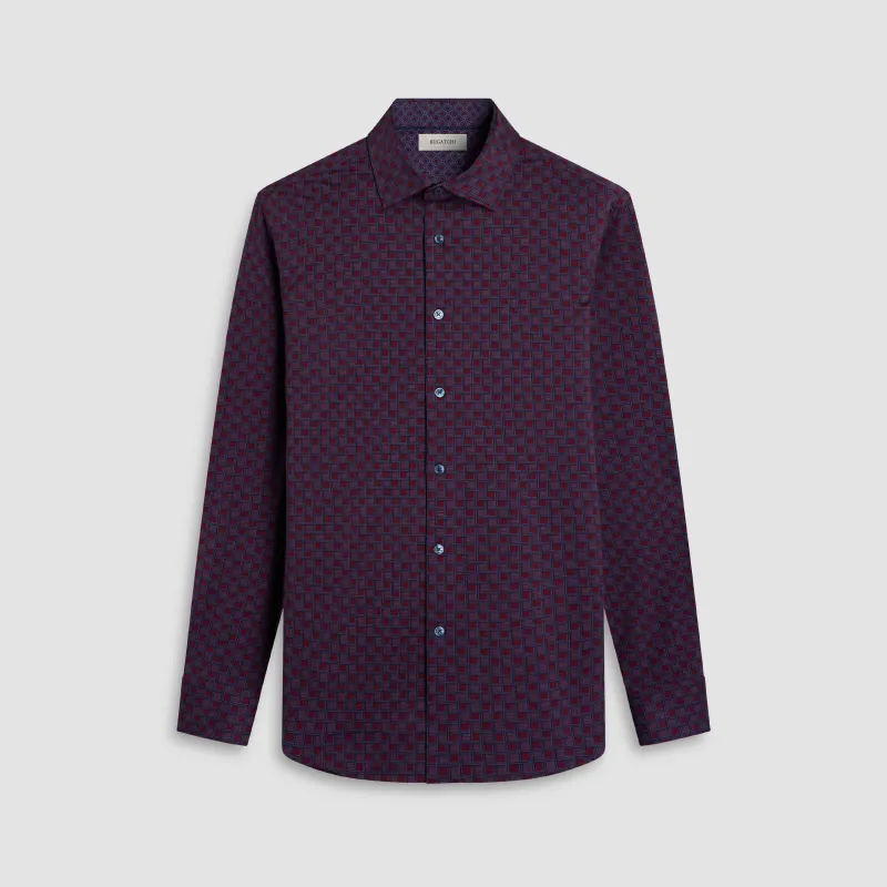 Jimmy Double-Sided Check & Geometric OoohCotton Shirt sold by Bugatchi