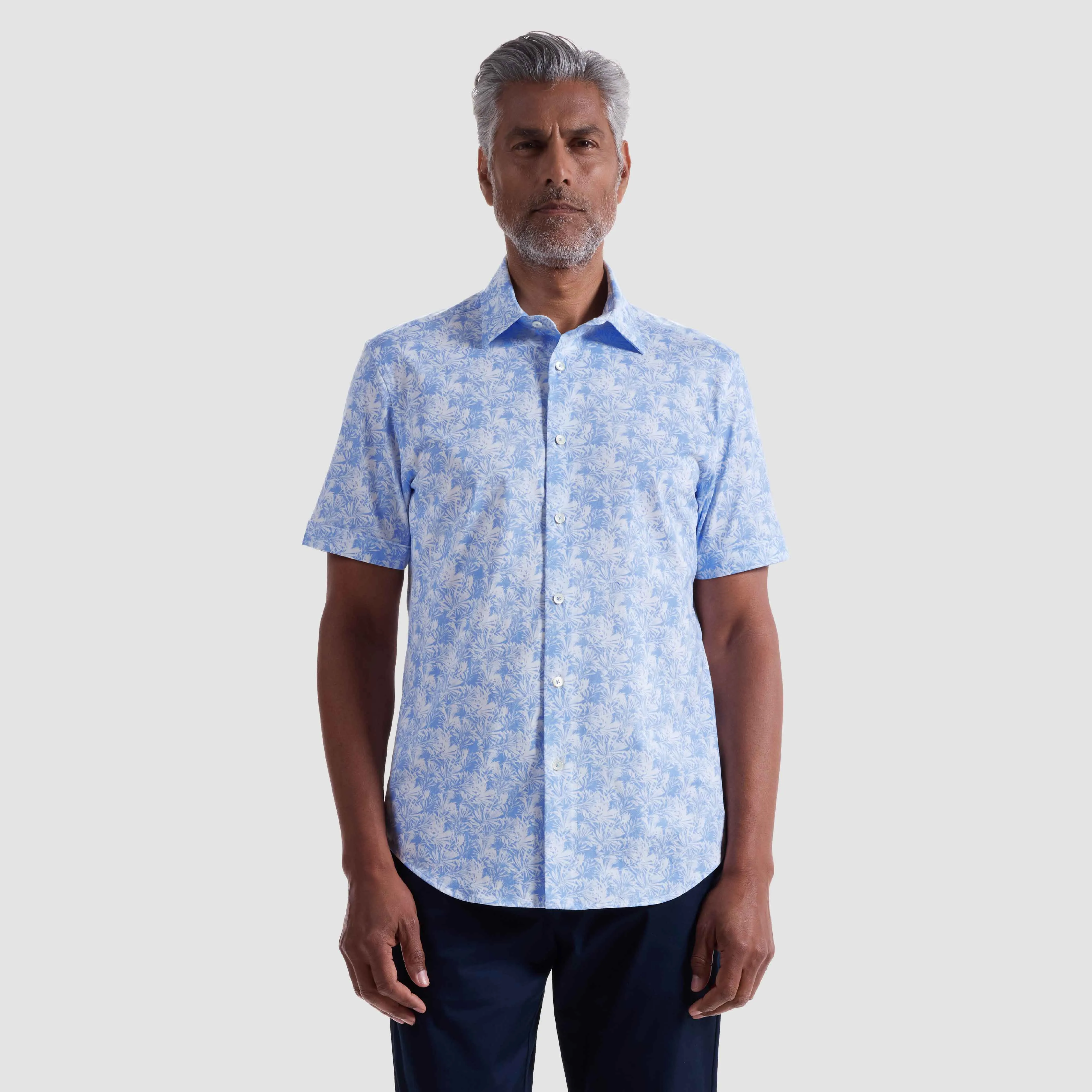 Miles Leaf Print OoohCotton Short-Sleeve Shirt sold by Bugatchi product image thumbnail 2