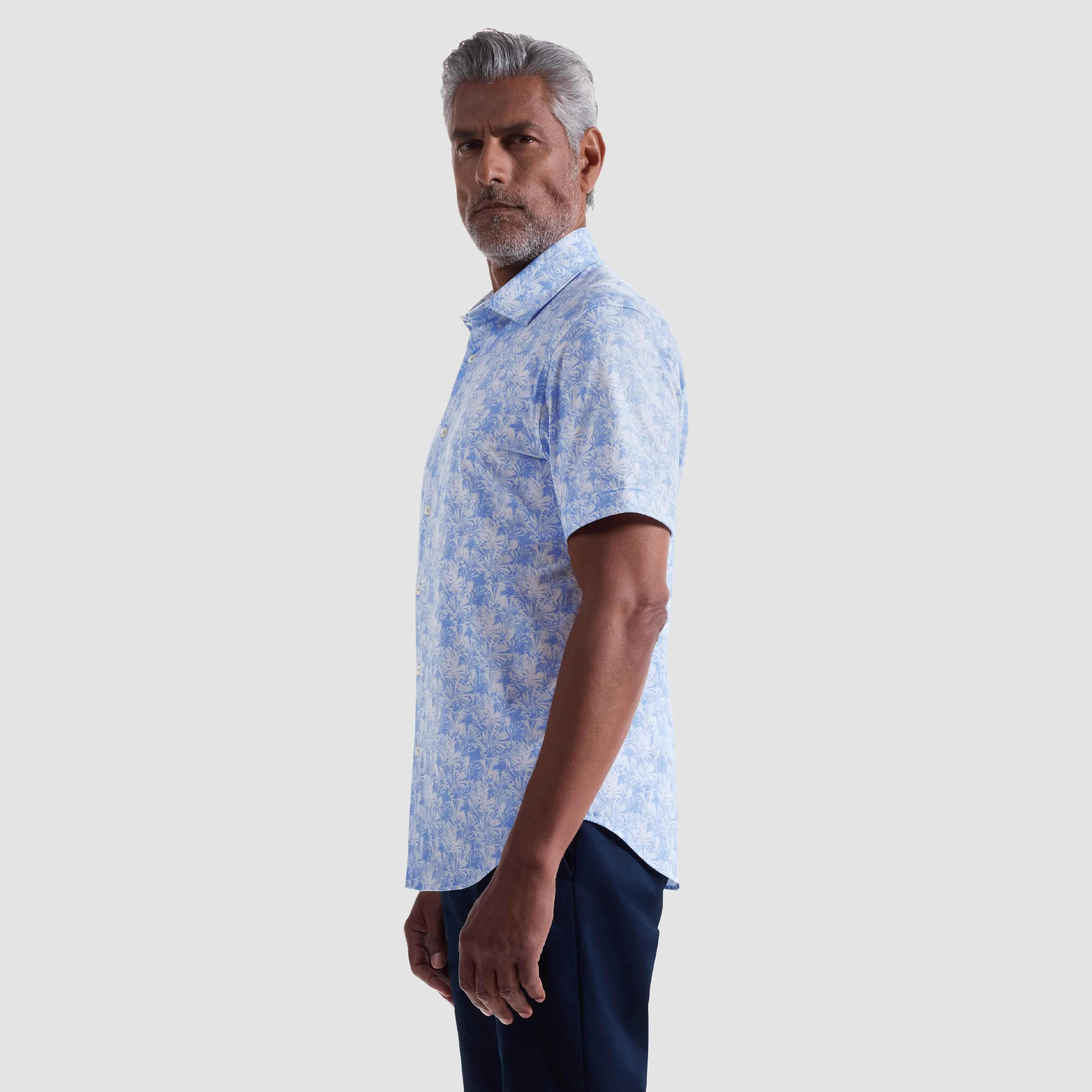 Miles Leaf Print OoohCotton Short-Sleeve Shirt sold by Bugatchi product image thumbnail 3