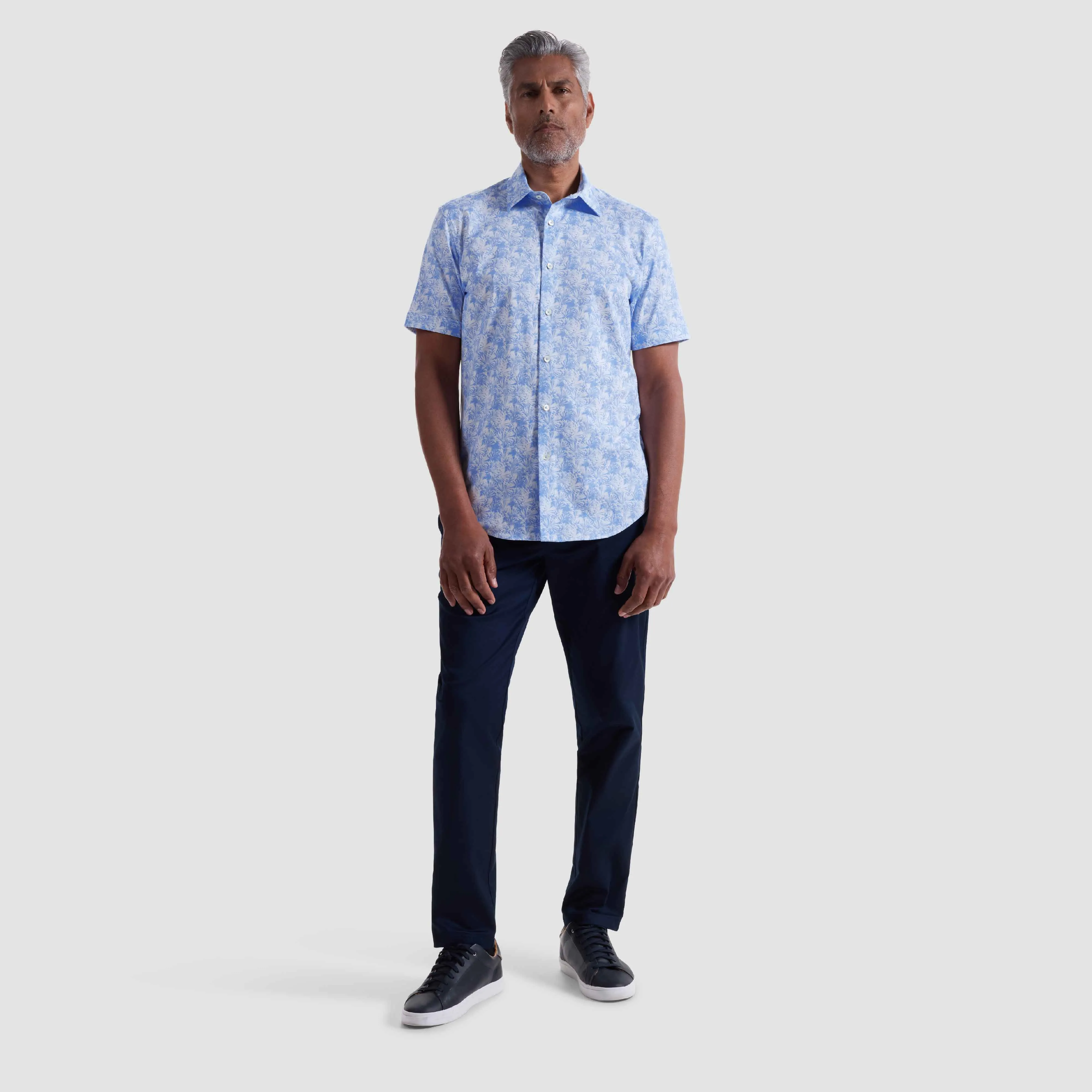 Miles Leaf Print OoohCotton Short-Sleeve Shirt sold by Bugatchi product image thumbnail 5