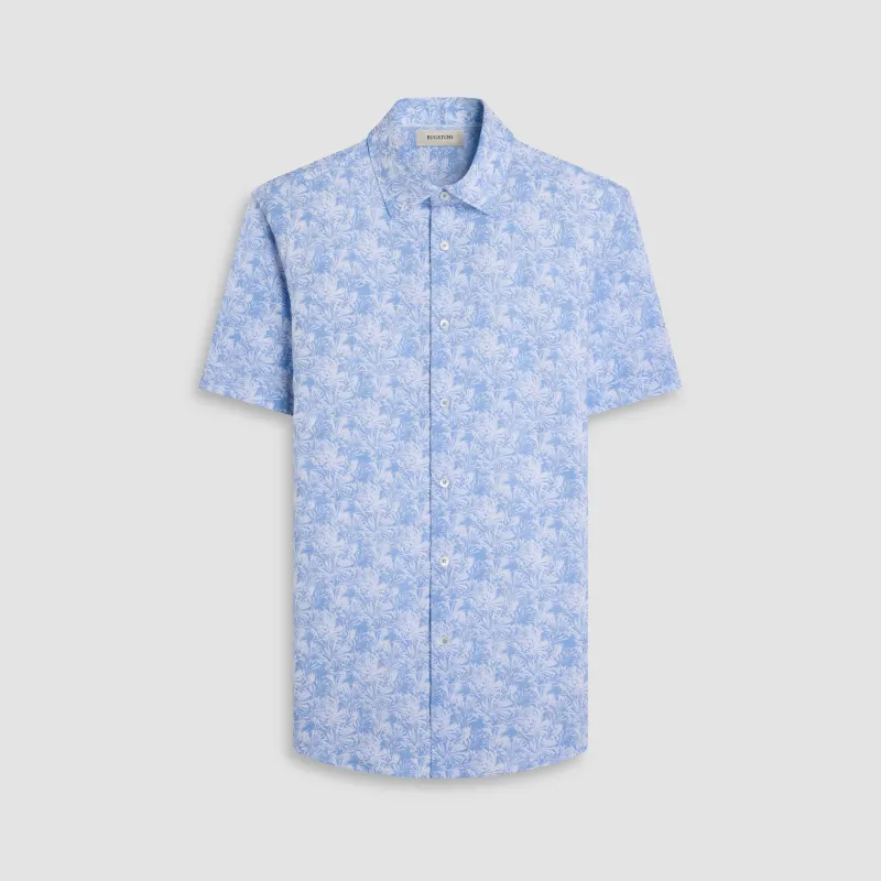 Miles Leaf Print OoohCotton Short-Sleeve Shirt sold by Bugatchi