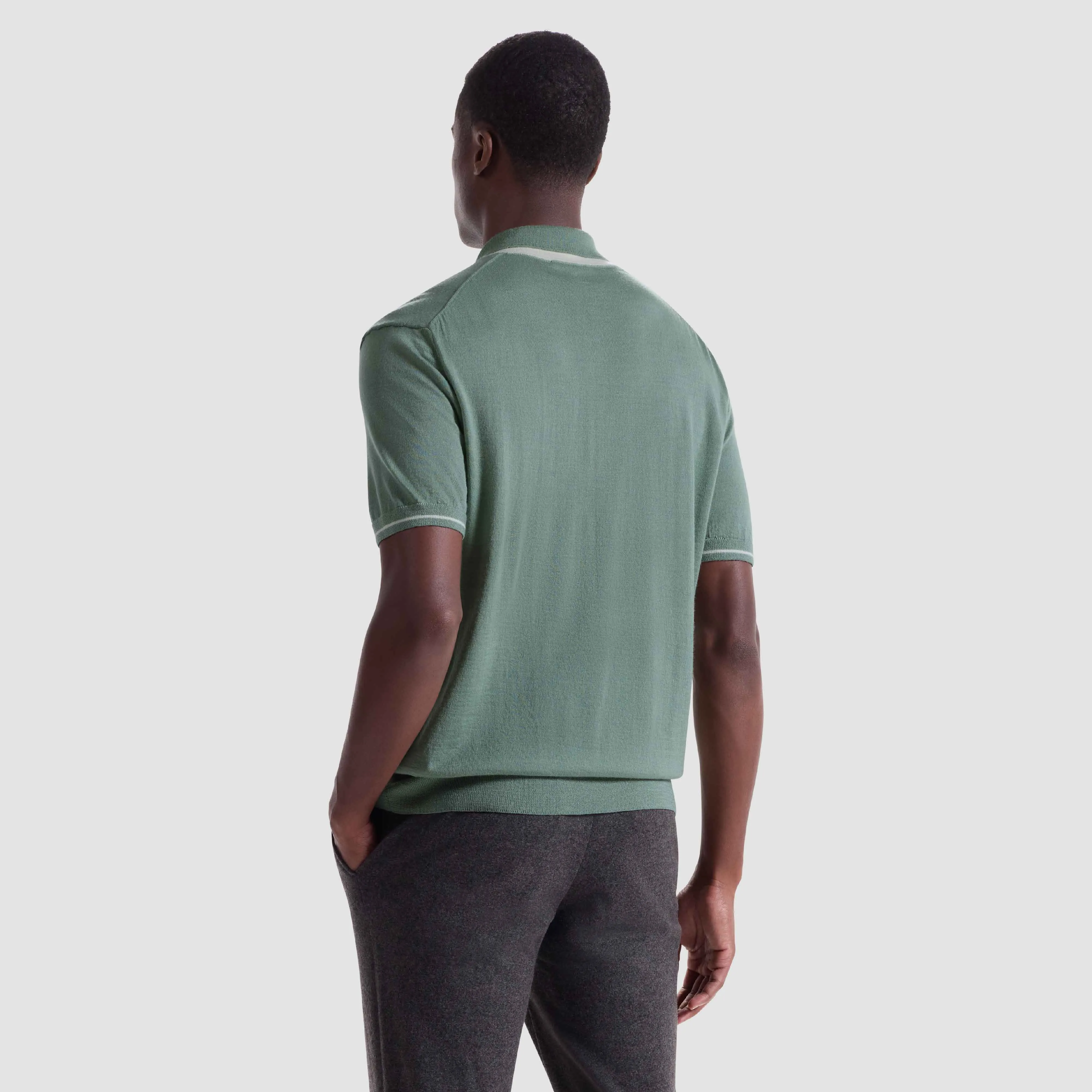 Solid Rib Merino-Silk Polo Sweater sold by Bugatchi product image thumbnail 4