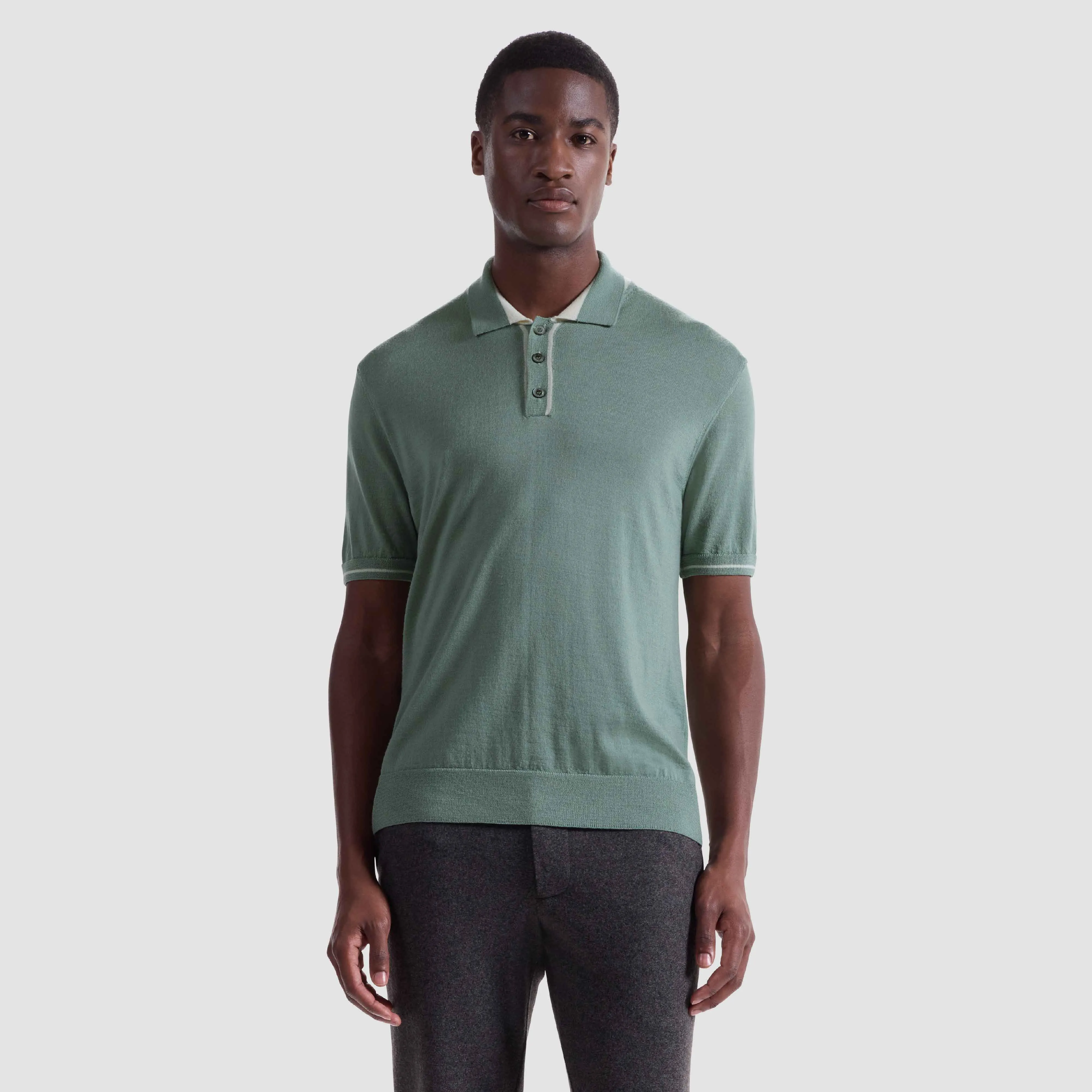 Solid Rib Merino-Silk Polo Sweater sold by Bugatchi product image thumbnail 2