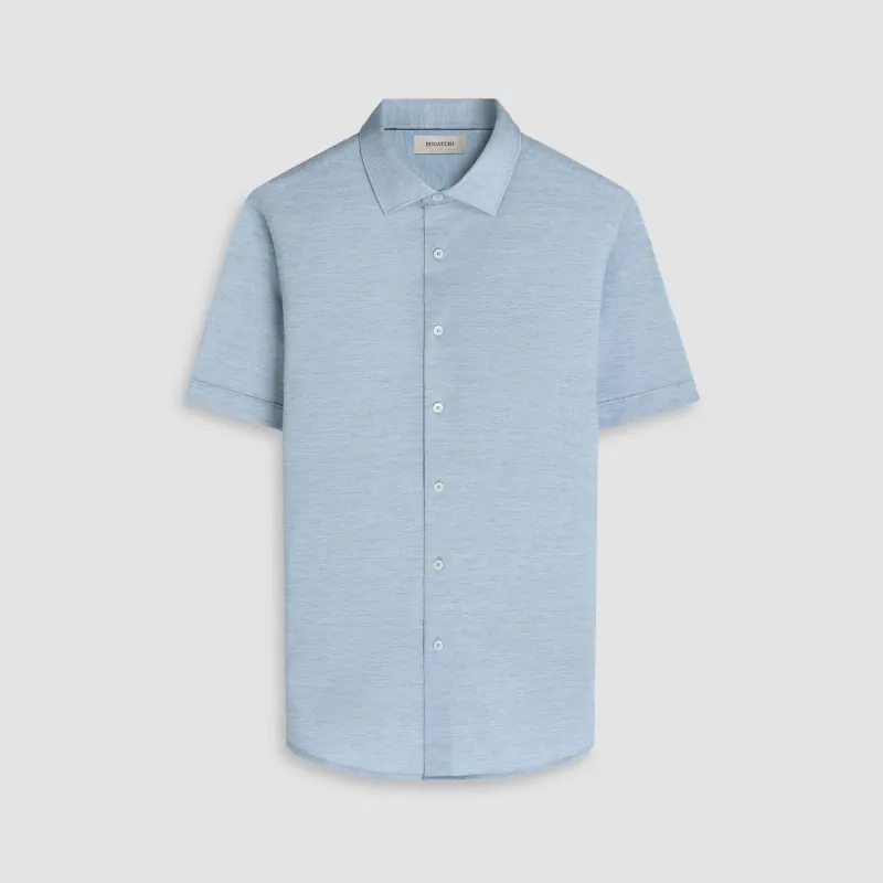 Miles Heathered OoohCotton Short-Sleeve Shirt sold by Bugatchi