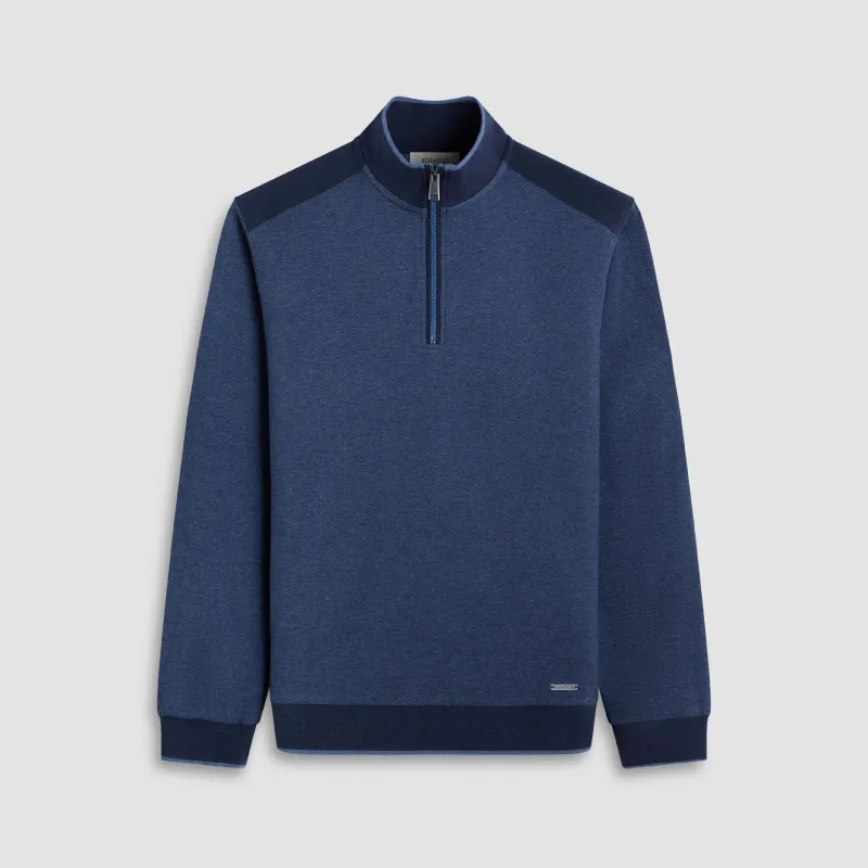 Diagonal Stripe Melange Quarter Zip sold by Bugatchi