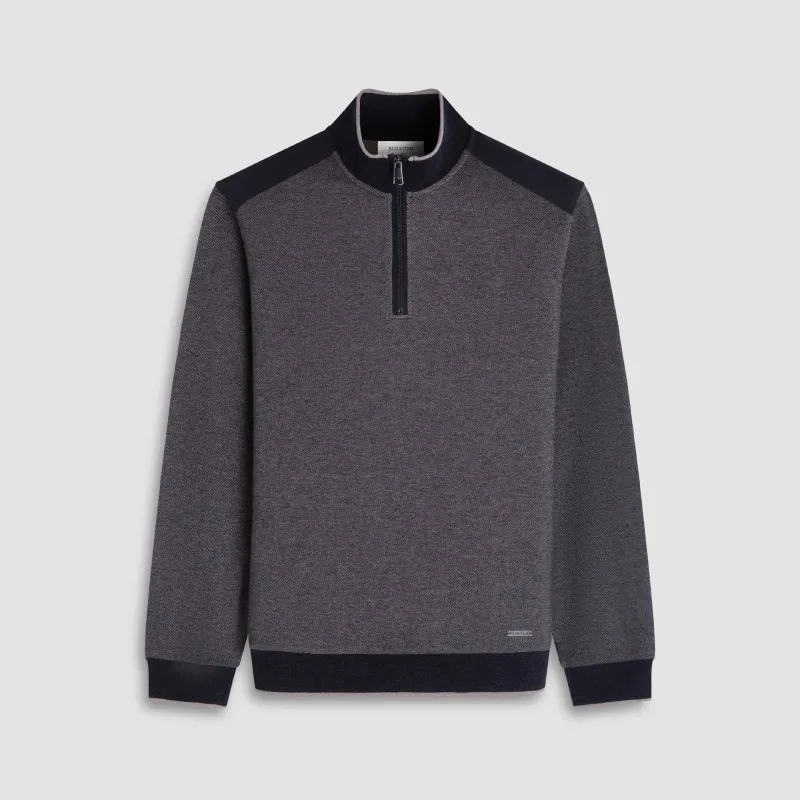 Diagonal Stripe Melange Quarter Zip sold by Bugatchi