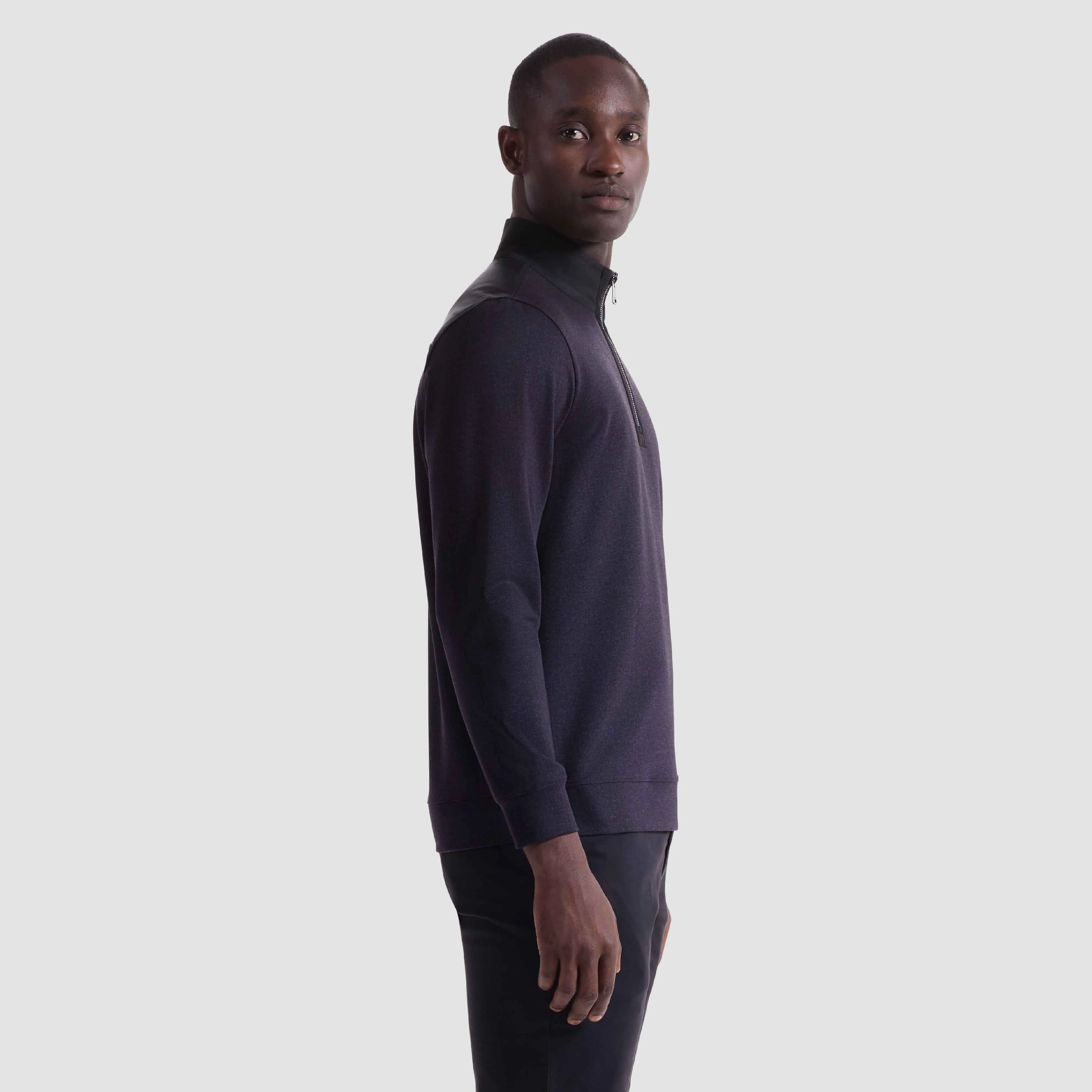 Twill-Effect Performance Quarter Zip sold by Bugatchi product image thumbnail 3