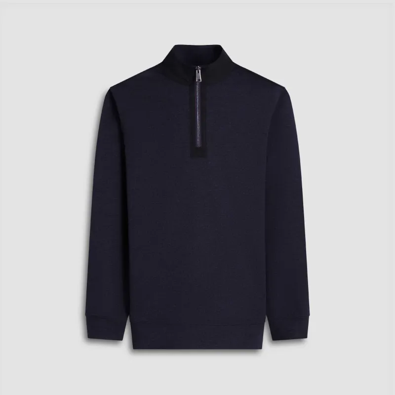 Twill-Effect Performance Quarter Zip sold by Bugatchi