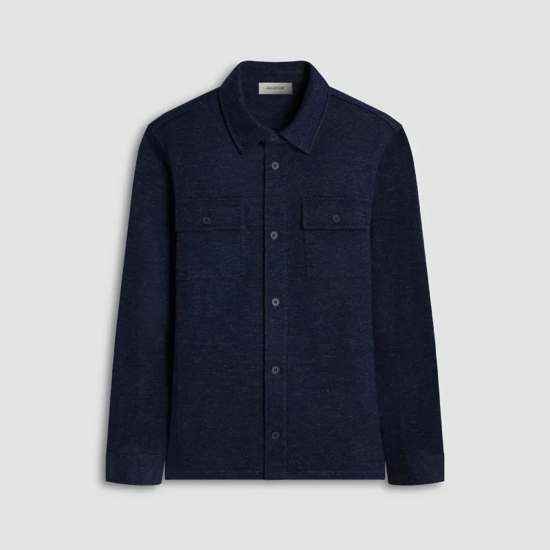 Twill-Effect Knit Overshirt sold by Bugatchi