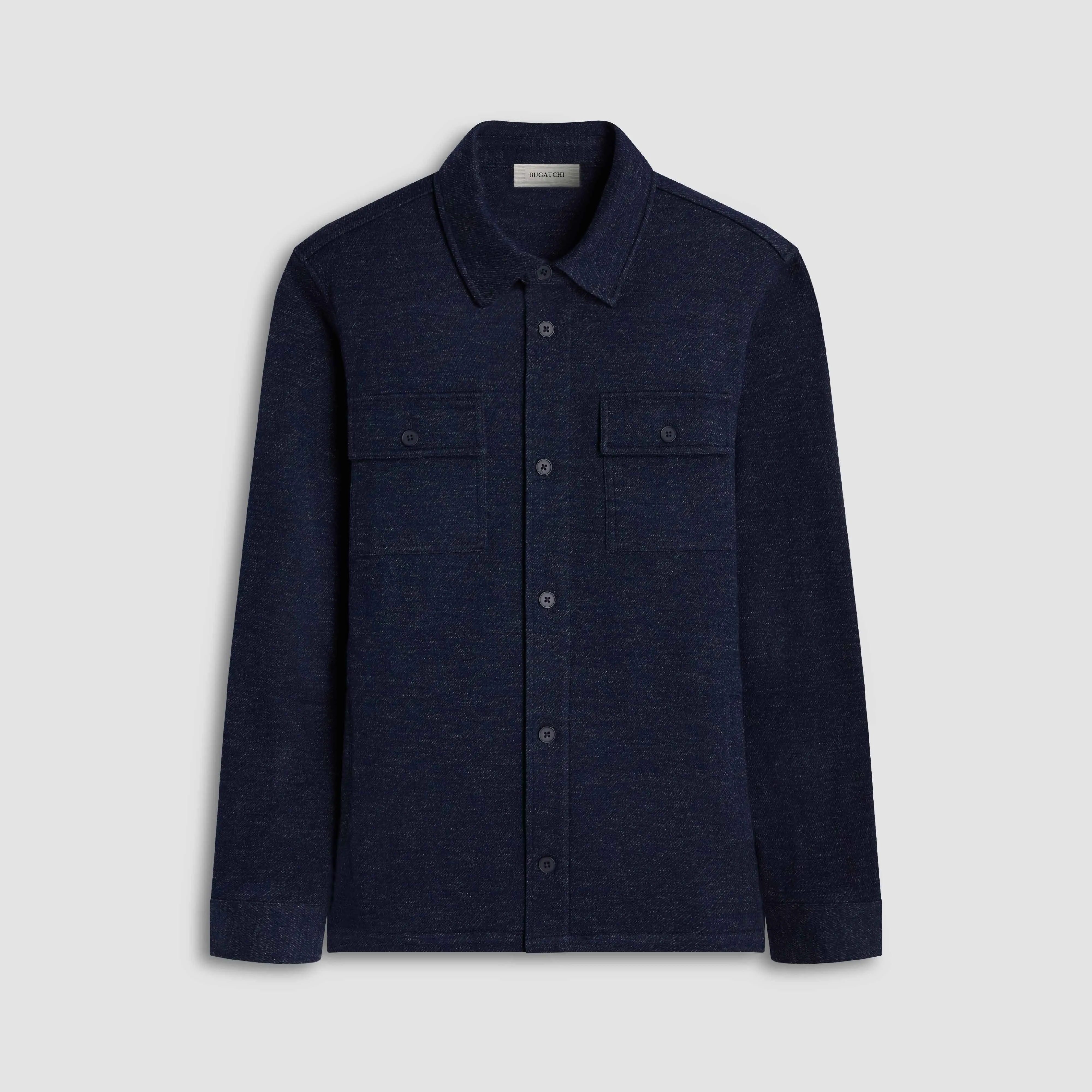 Twill-Effect Knit Overshirt sold by Bugatchi