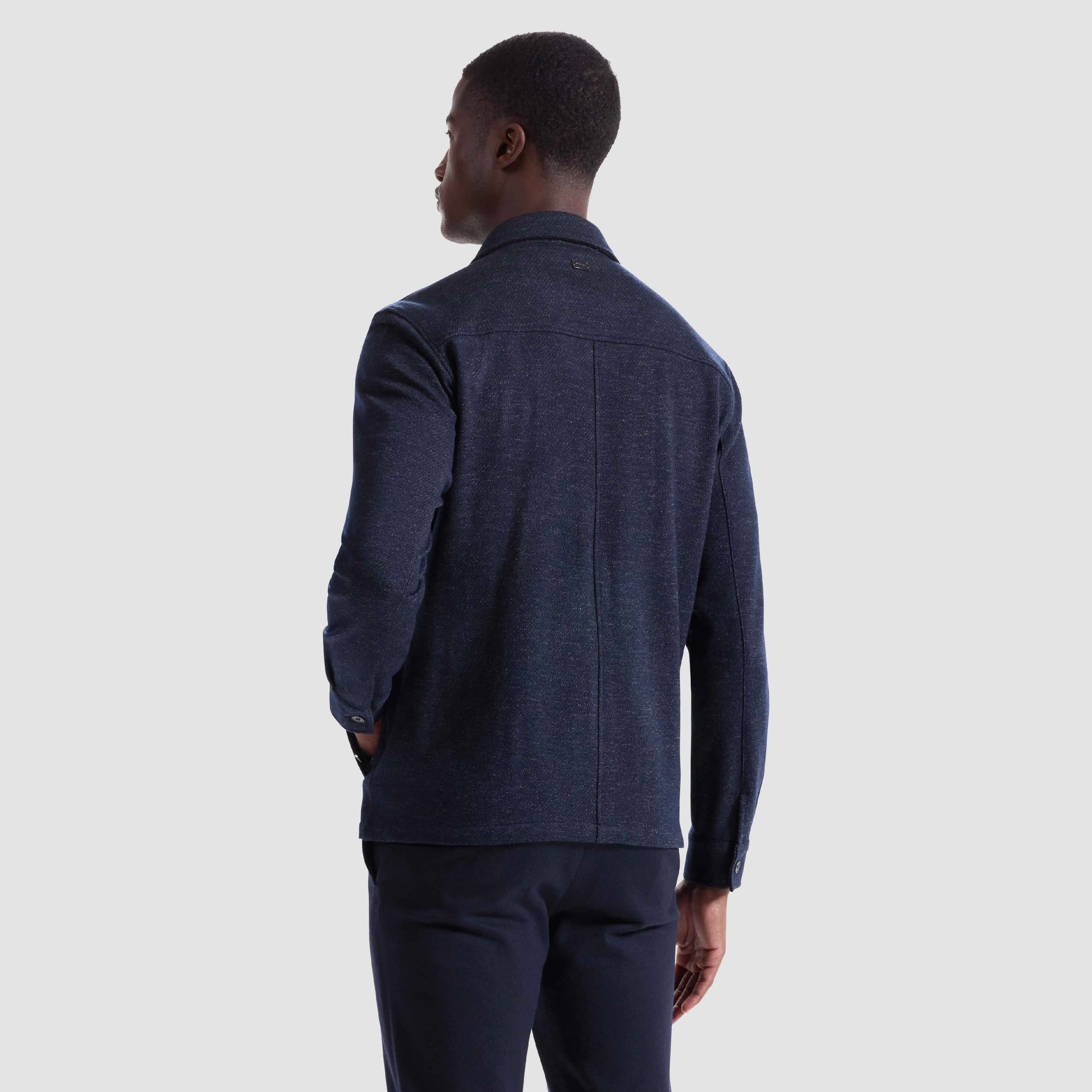 Twill-Effect Knit Overshirt sold by Bugatchi product image thumbnail 4