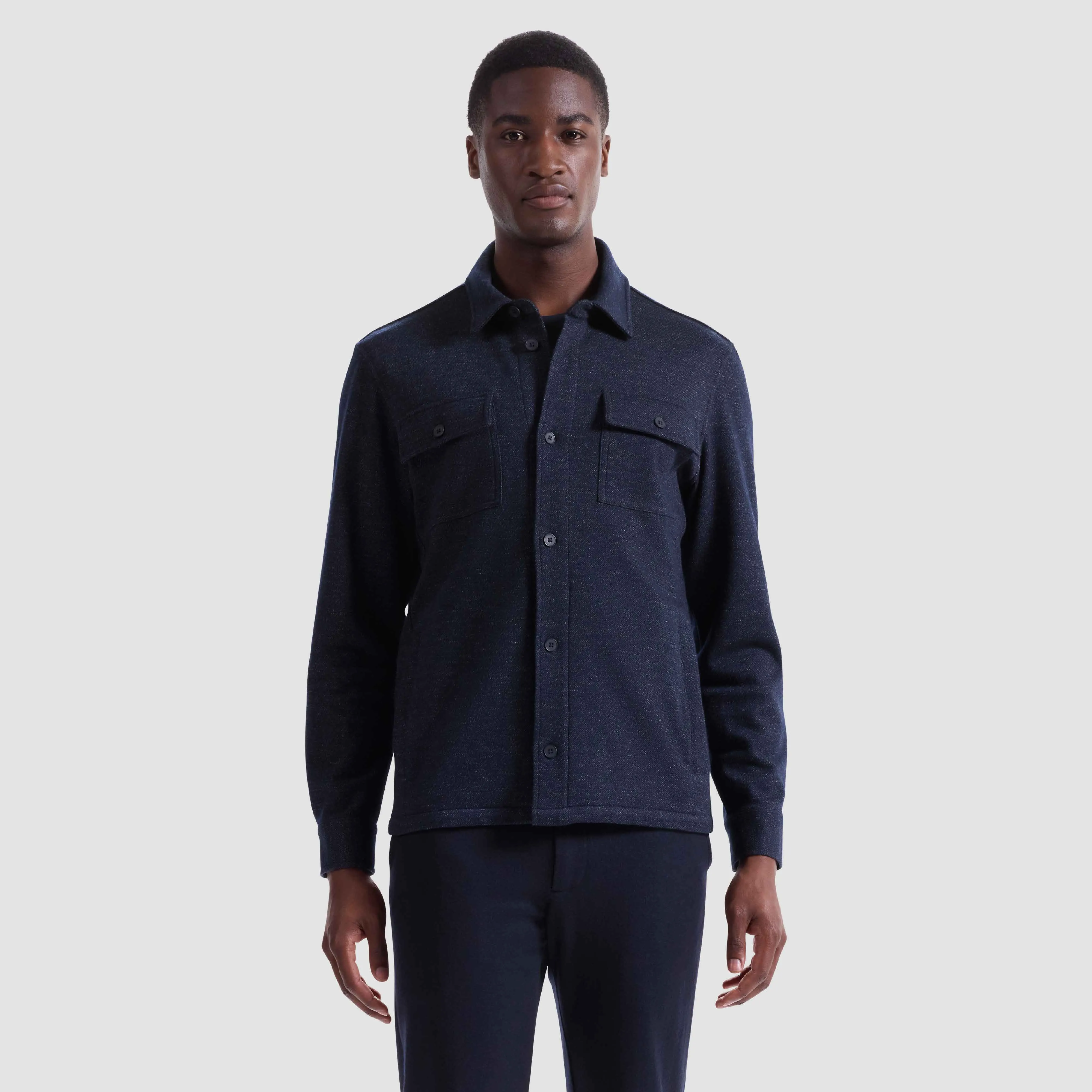 Twill-Effect Knit Overshirt sold by Bugatchi product image thumbnail 2