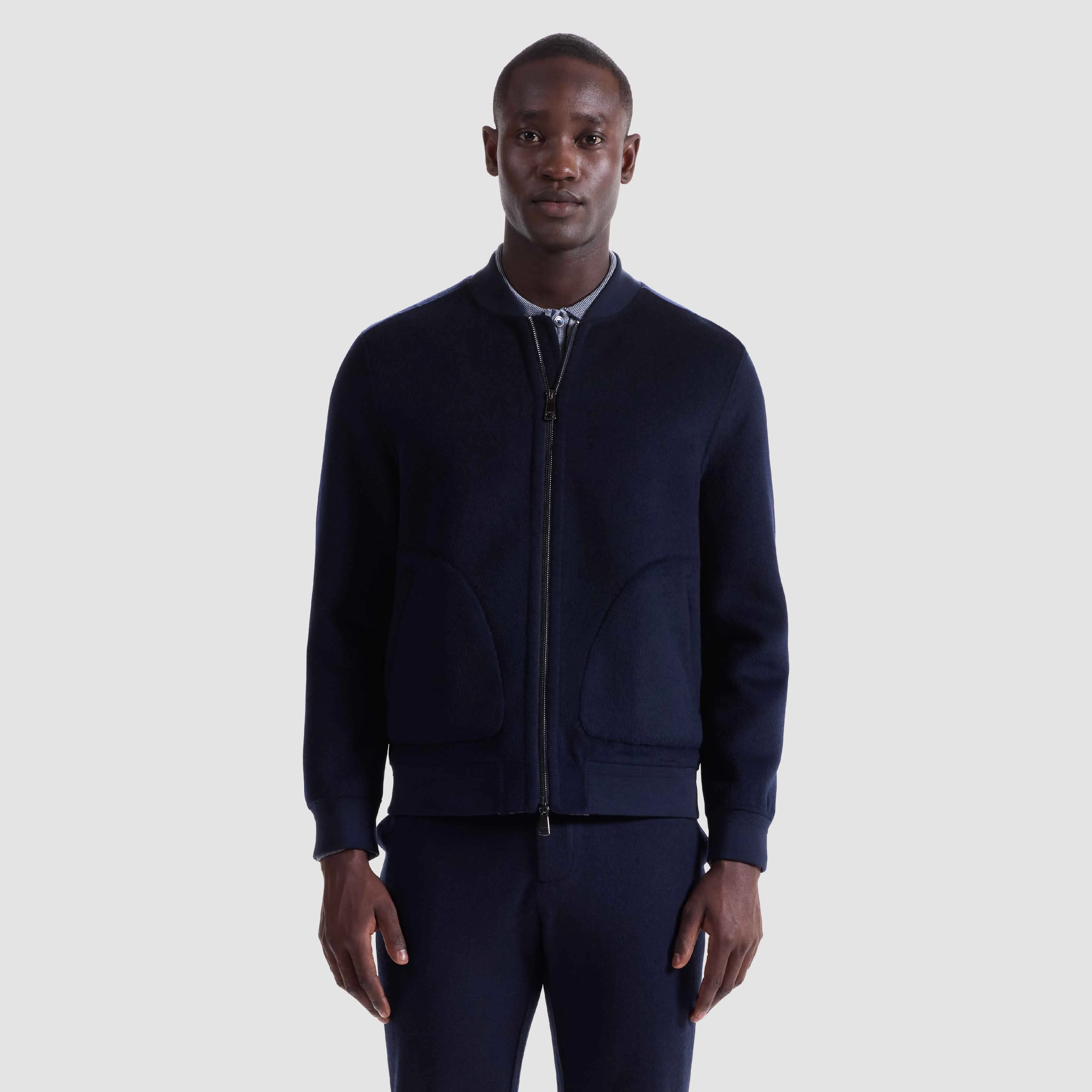 Double-Faced Brushed Bomber Jacket sold by Bugatchi product image thumbnail 2