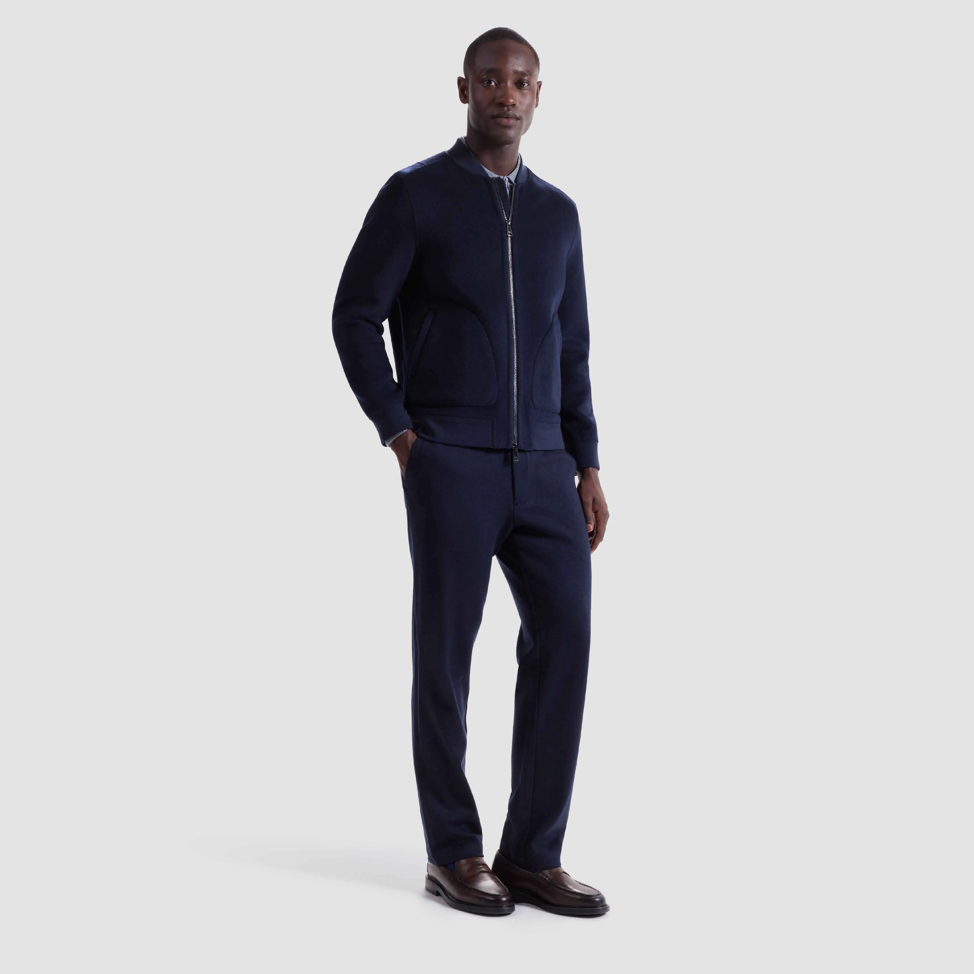 Double-Faced Brushed Bomber Jacket sold by Bugatchi product image thumbnail 5