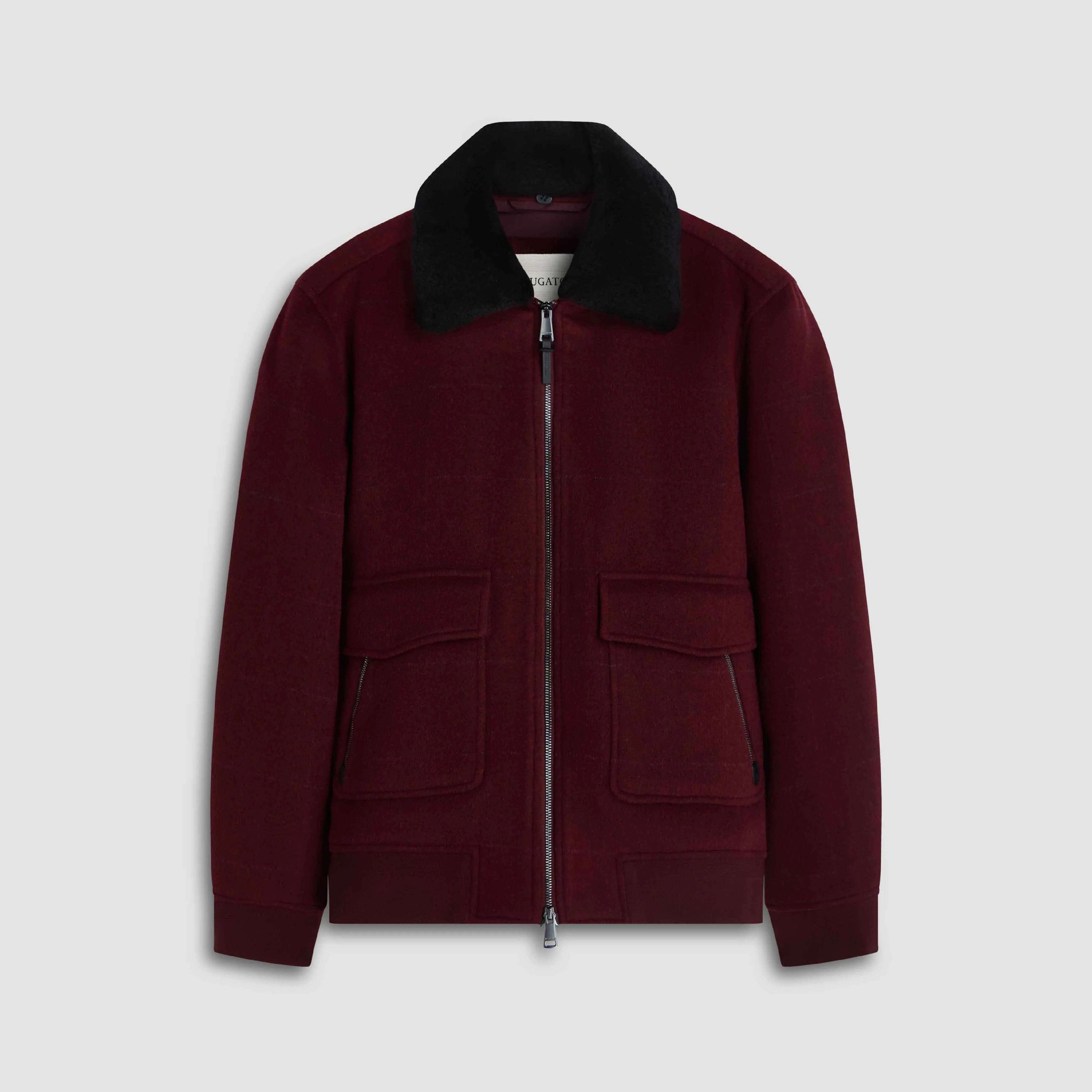 Windowpane Bomber Jacket with Removable Shearling Collar sold by Bugatchi product image thumbnail 2