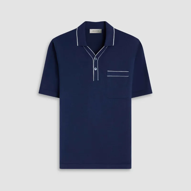 Cotton Silk Johnny Collar Sweater sold by Bugatchi