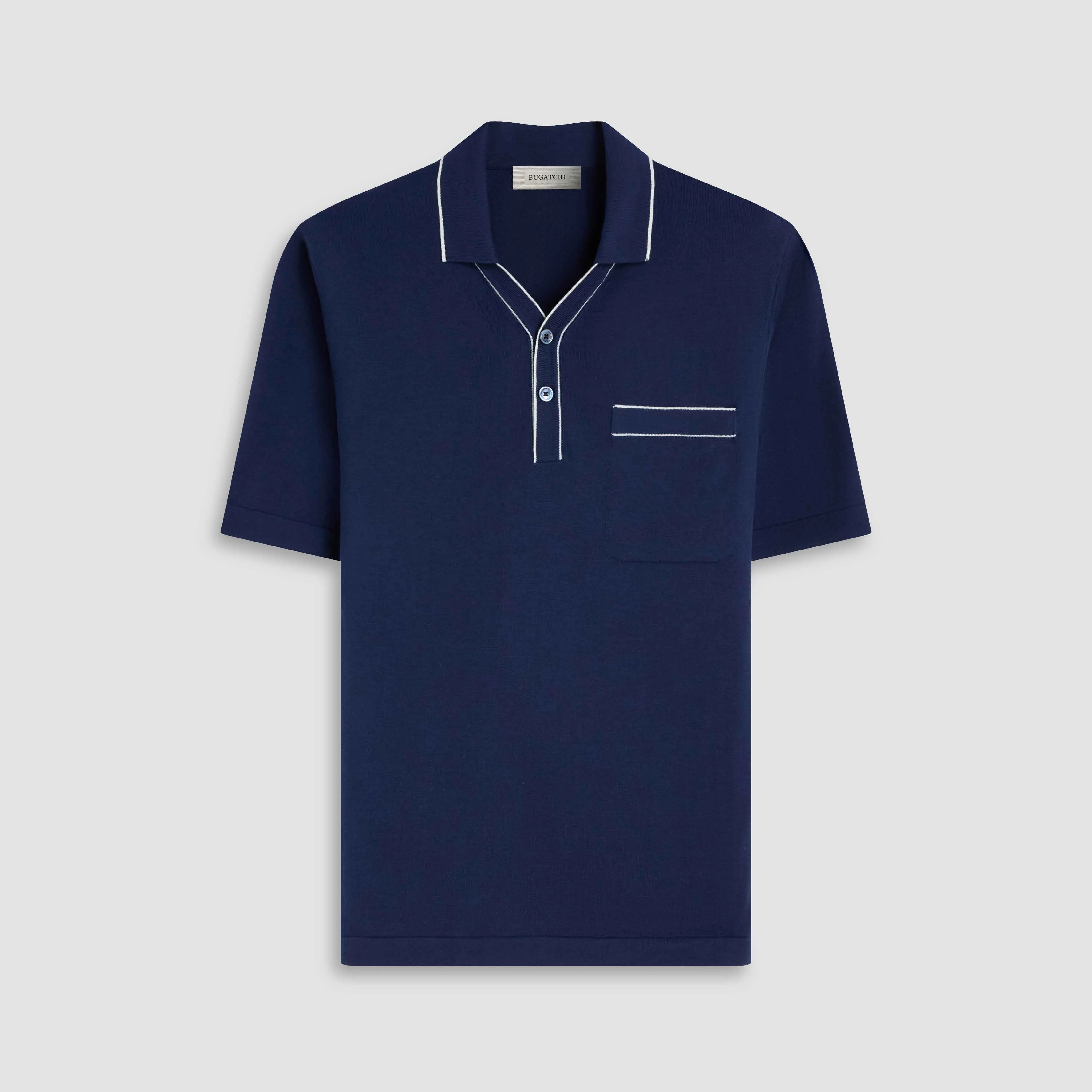 Cotton Silk Johnny Collar Sweater sold by Bugatchi