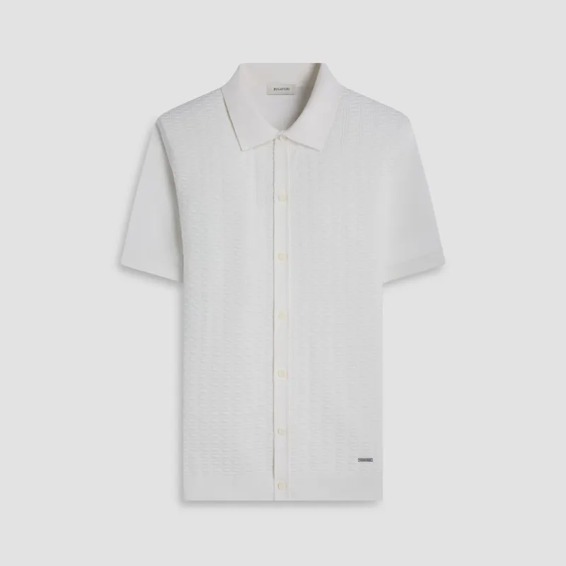 Ladder Stitch Full Button Polo Sweater sold by Bugatchi