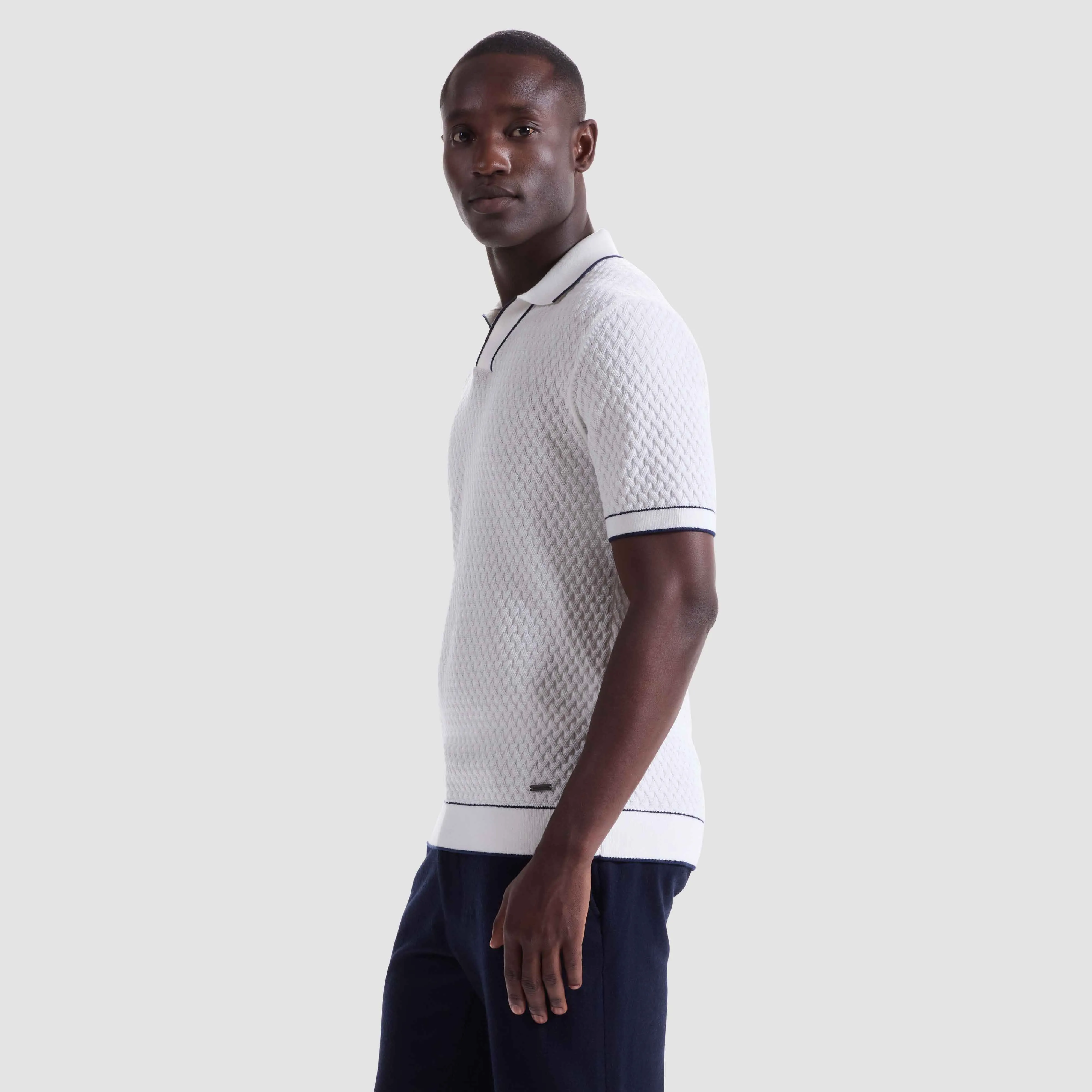 Diamond Cable Polo Sweater sold by Bugatchi product image thumbnail 3