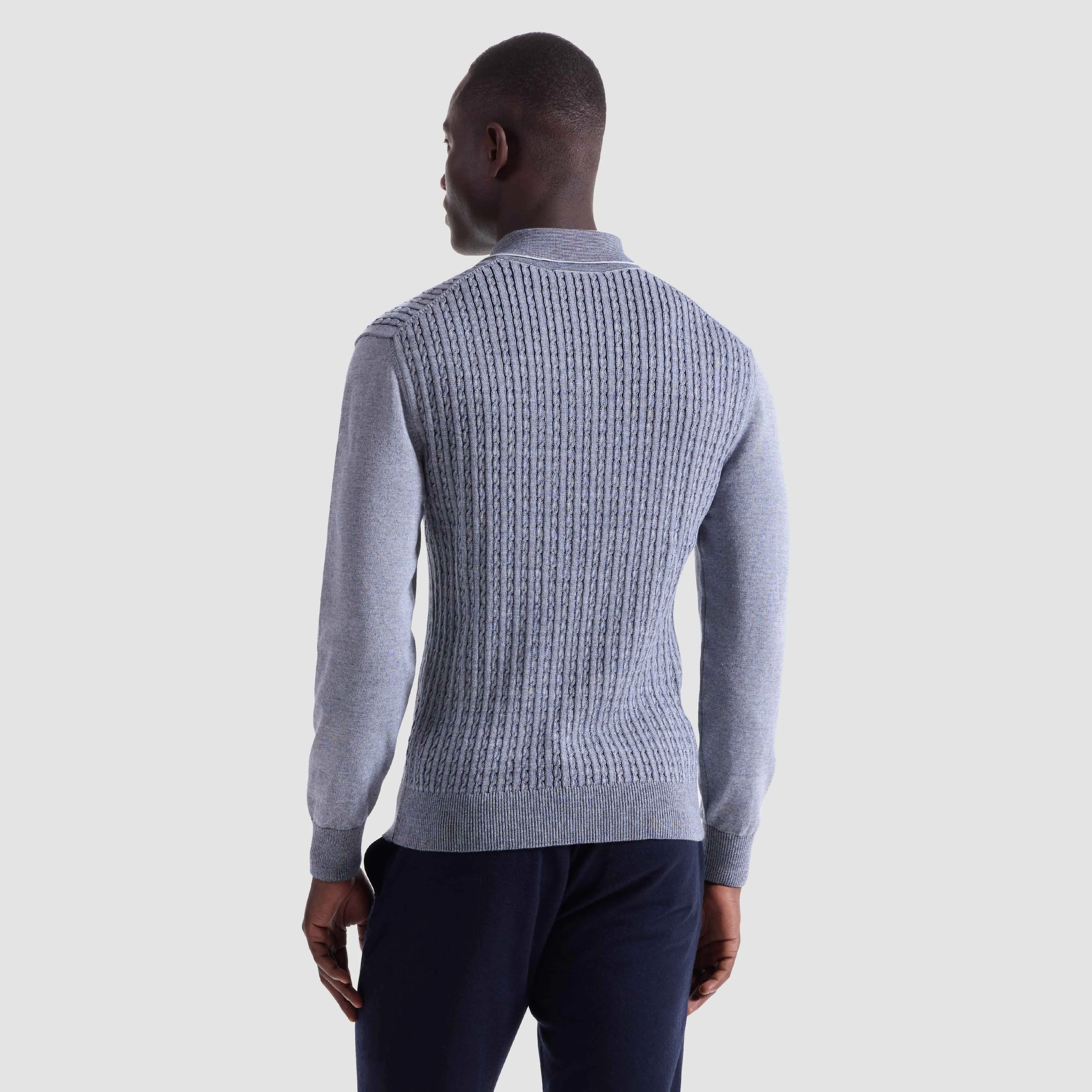 Cable Stitch Polo Sweater sold by Bugatchi product image thumbnail 4