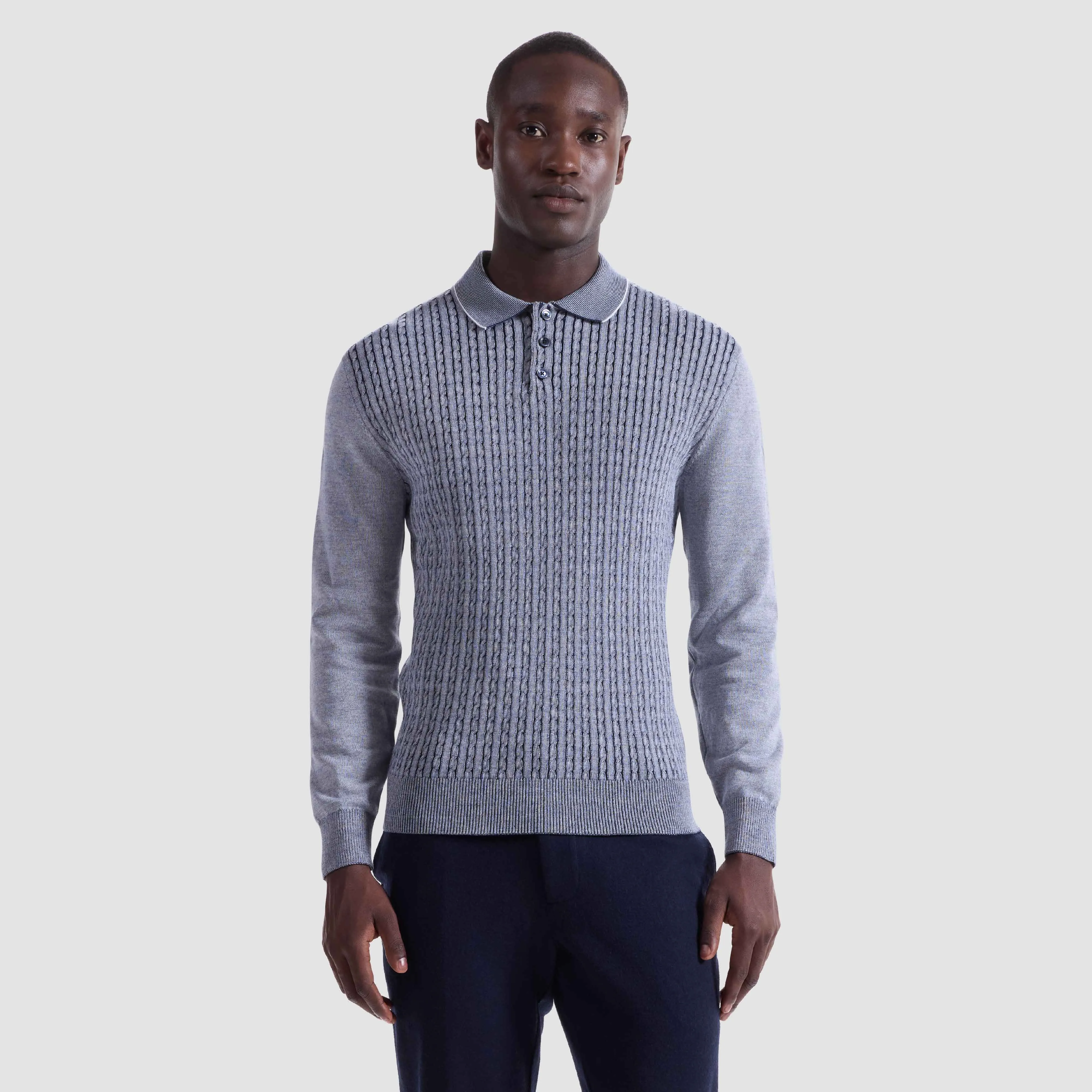Cable Stitch Polo Sweater sold by Bugatchi product image thumbnail 2