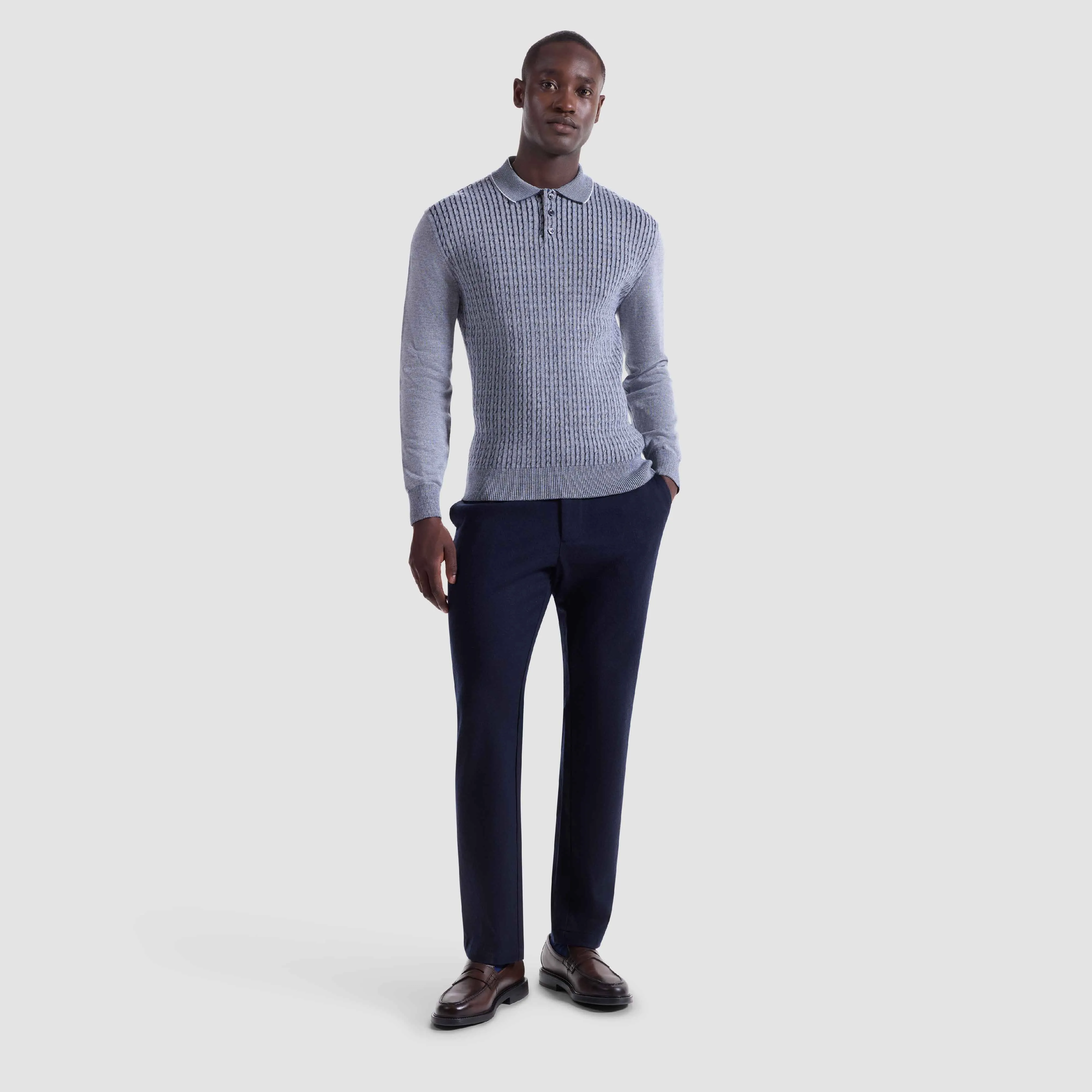 Cable Stitch Polo Sweater sold by Bugatchi product image thumbnail 5