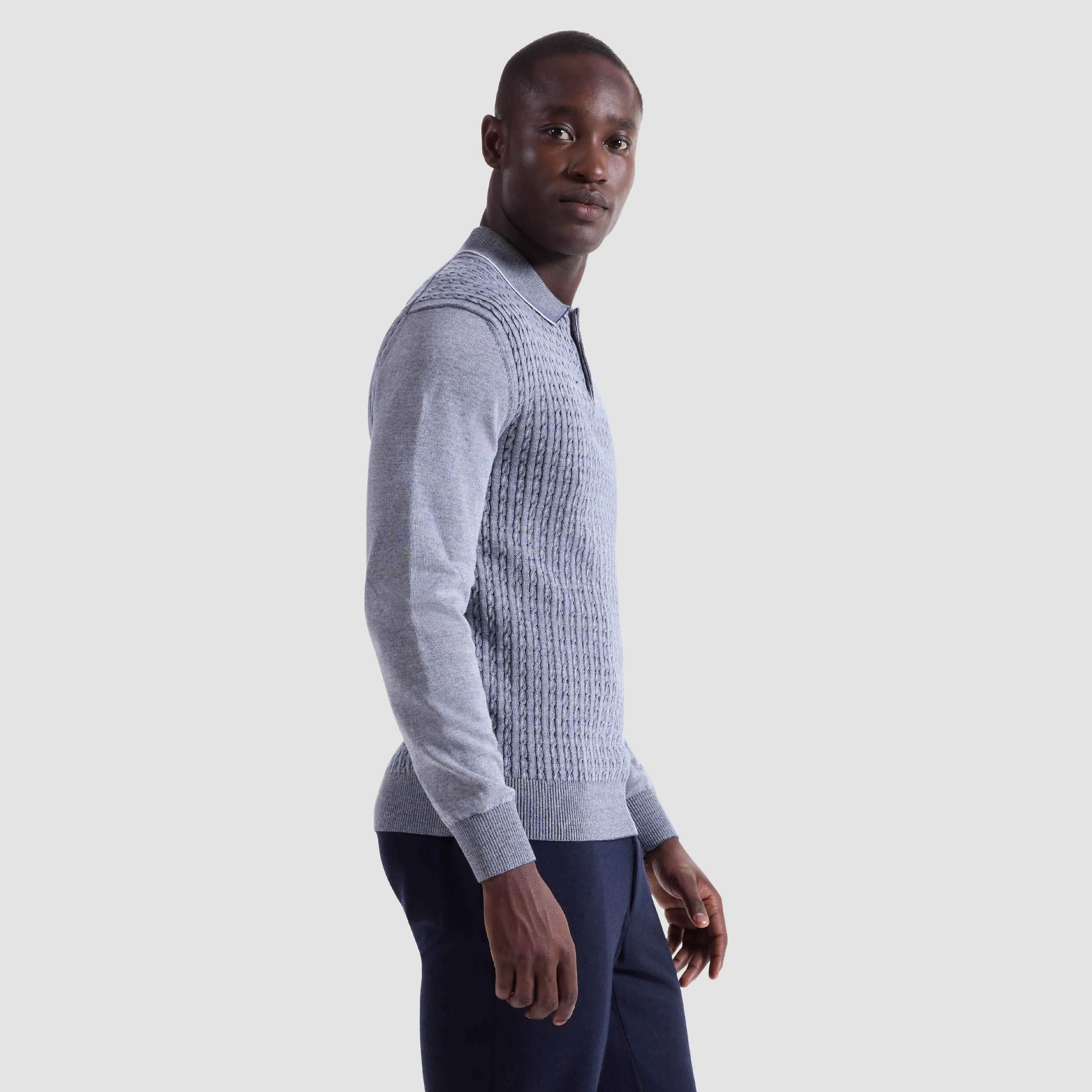 Cable Stitch Polo Sweater sold by Bugatchi product image thumbnail 3