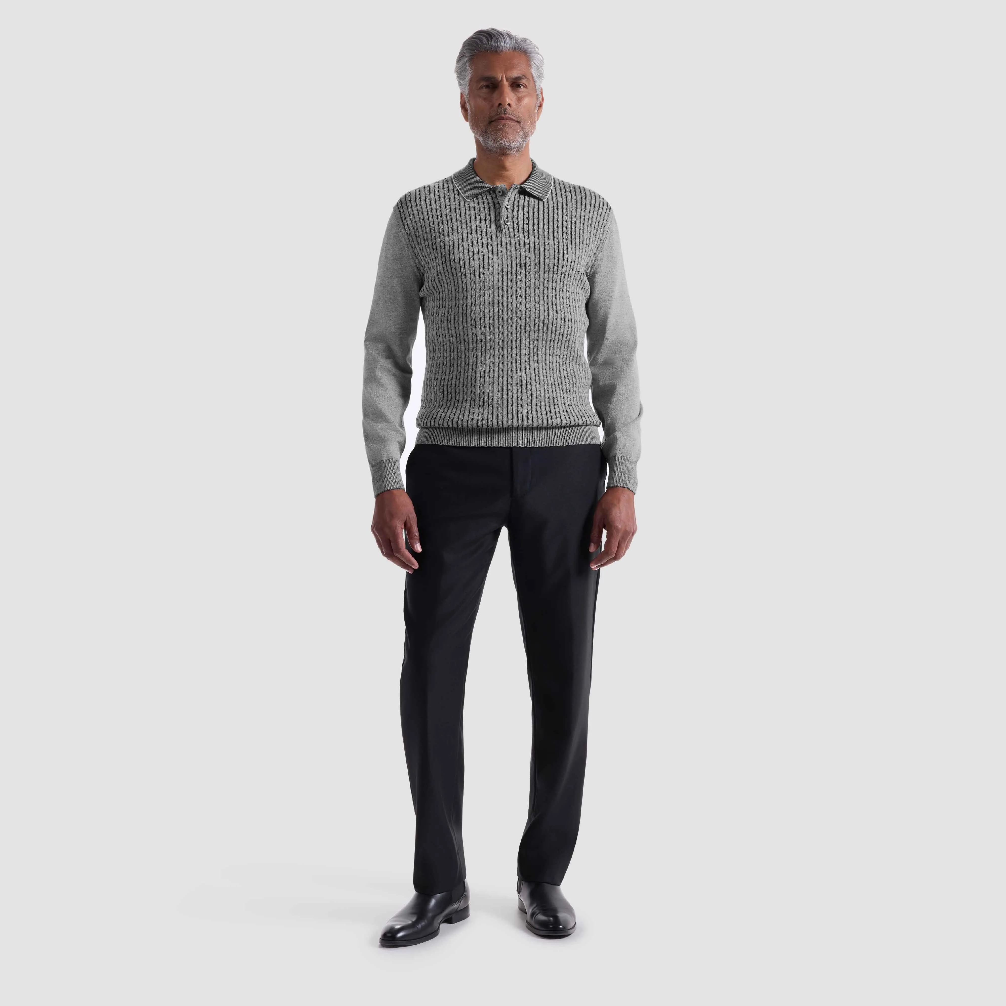 Cable Stitch Polo Sweater sold by Bugatchi product image thumbnail 5