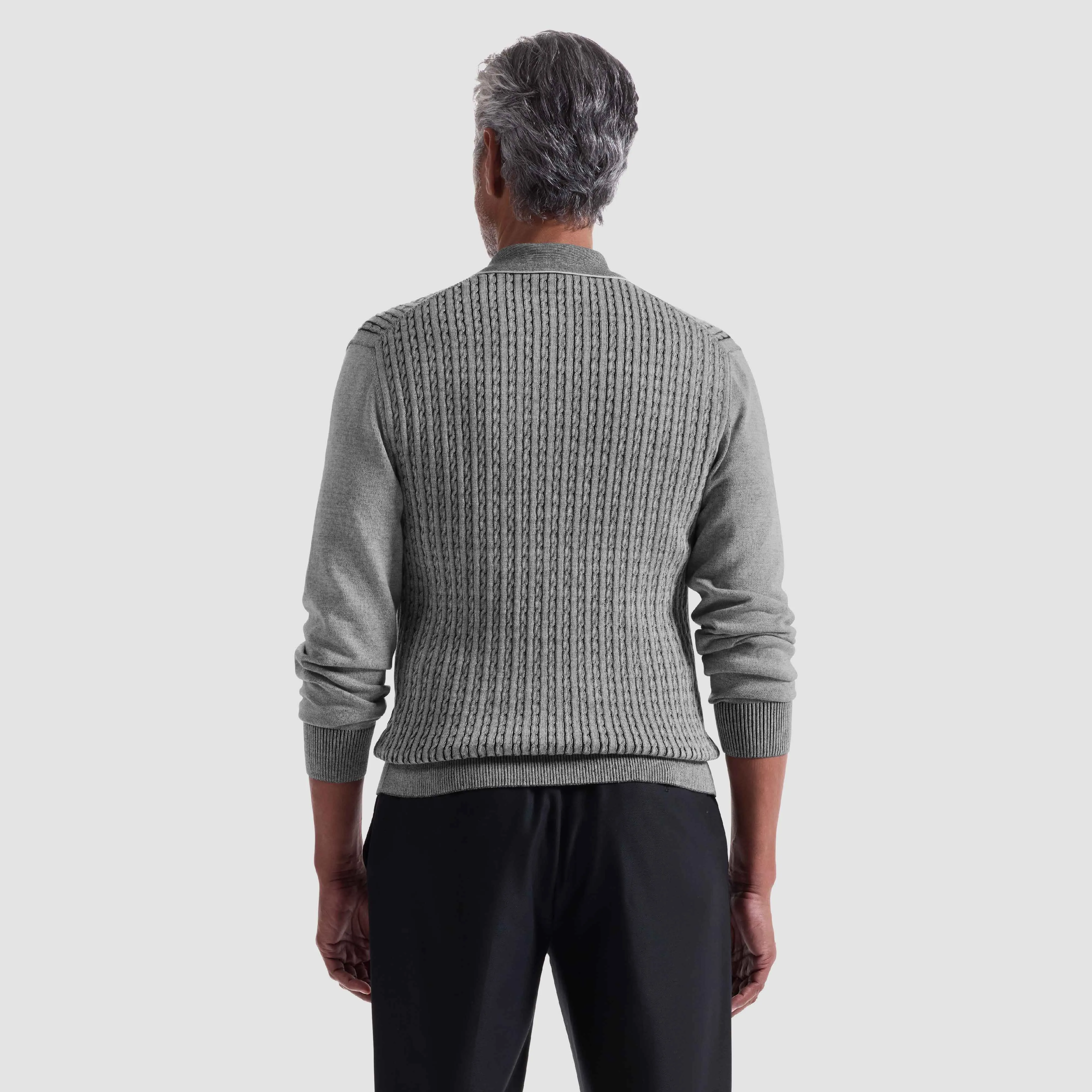 Cable Stitch Polo Sweater sold by Bugatchi product image thumbnail 4