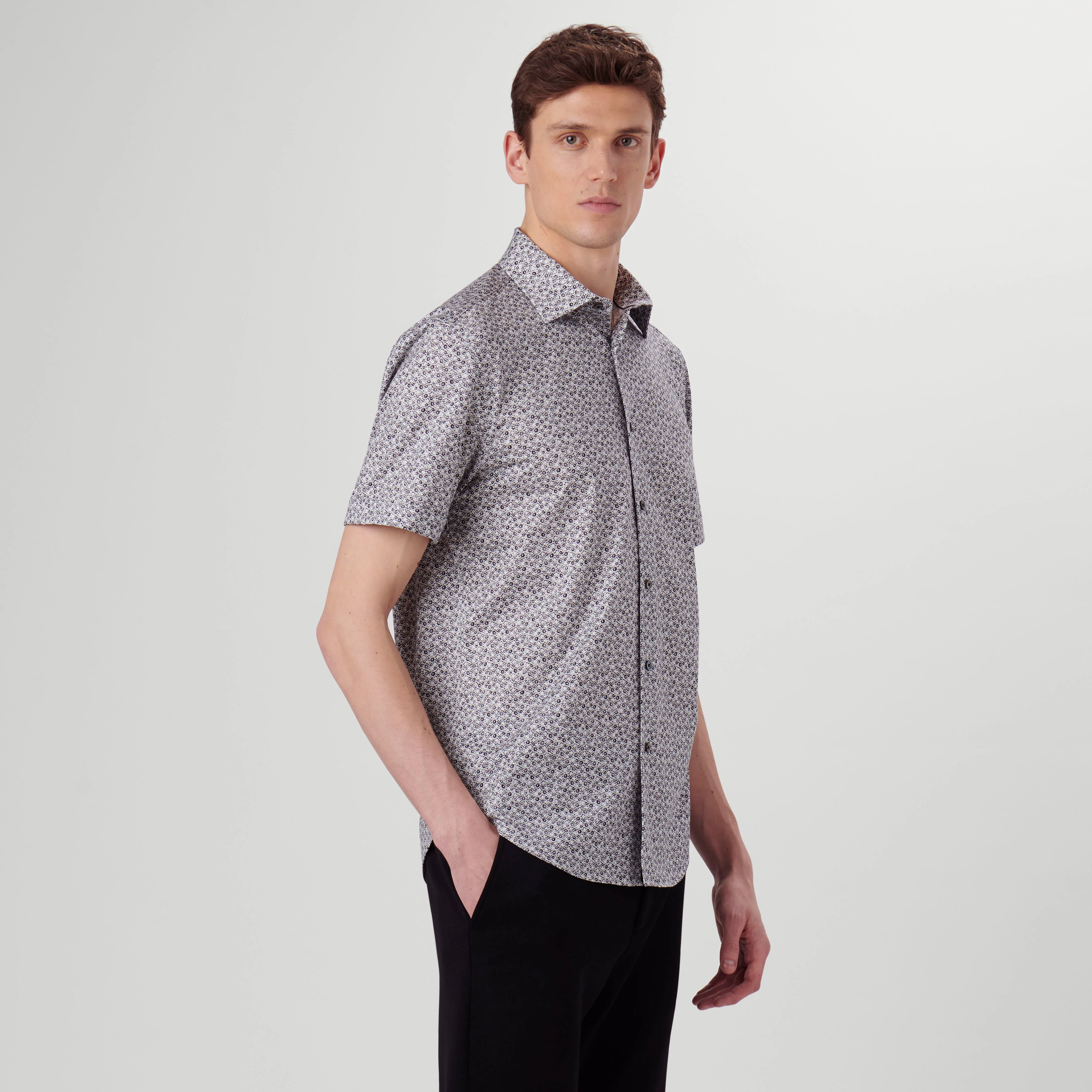 Miles Abstract OoohCotton Short Sleeve Shirt sold by Bugatchi product image thumbnail 3