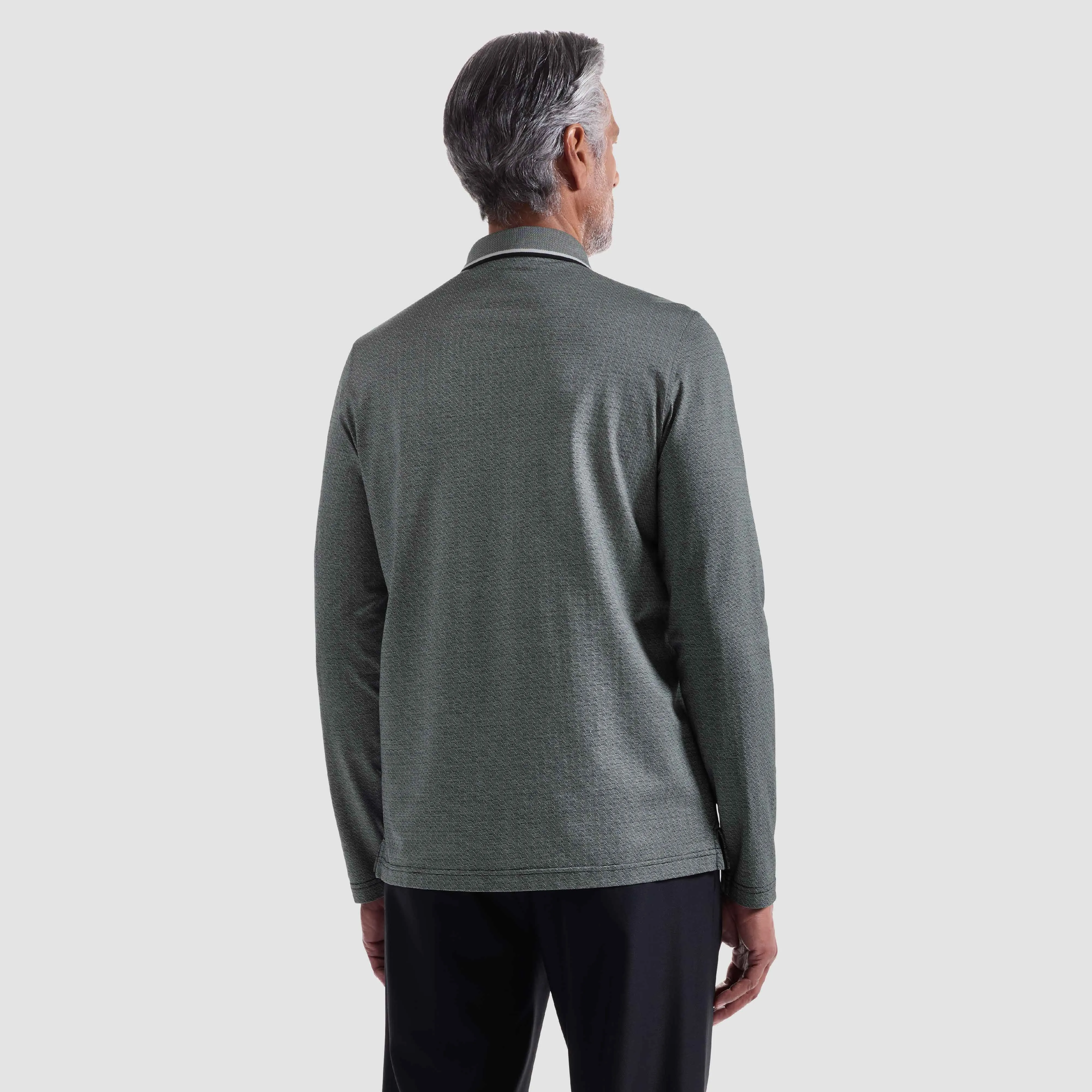 Geometric Jacquard Long Sleeve Polo sold by Bugatchi product image thumbnail 4