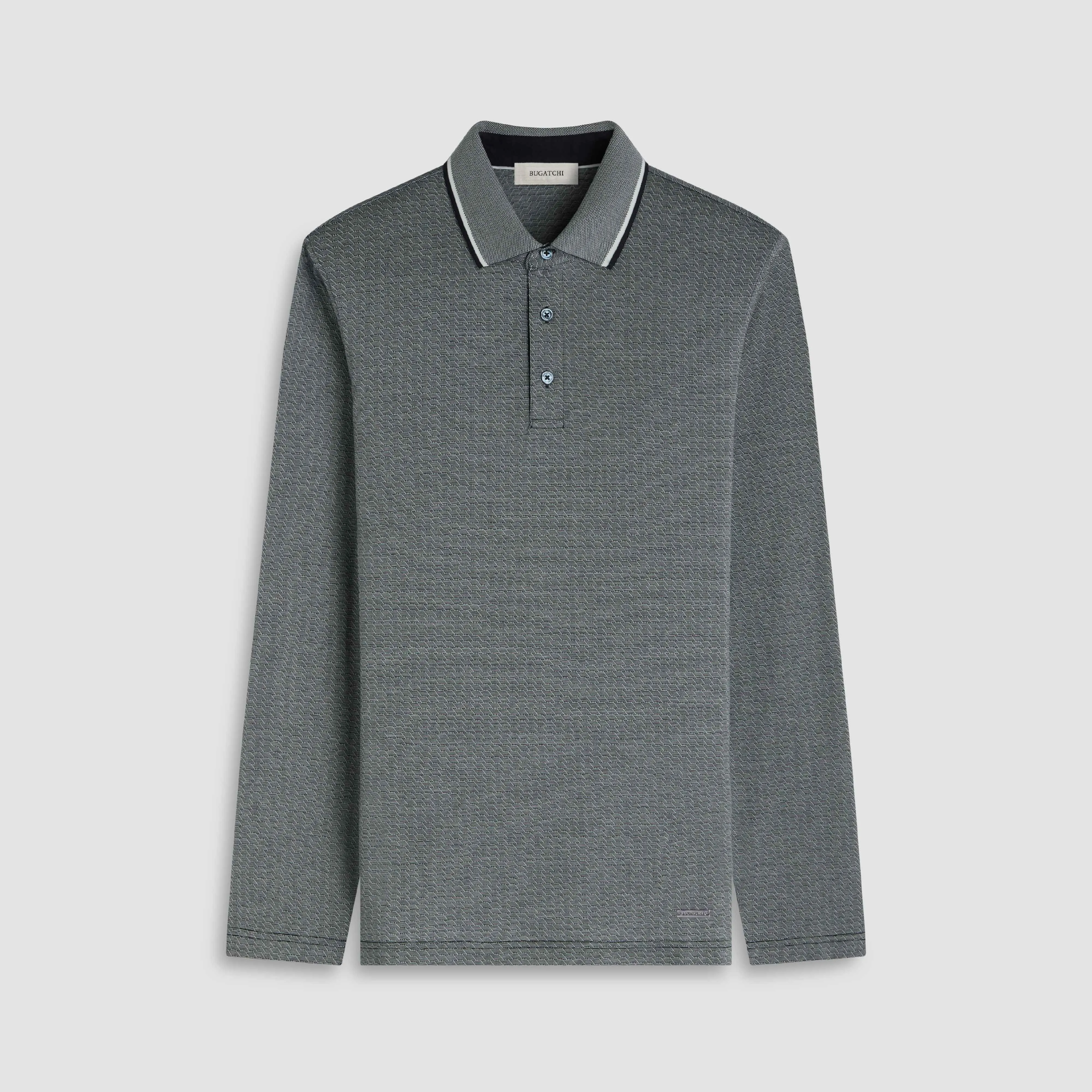 Geometric Jacquard Long Sleeve Polo sold by Bugatchi